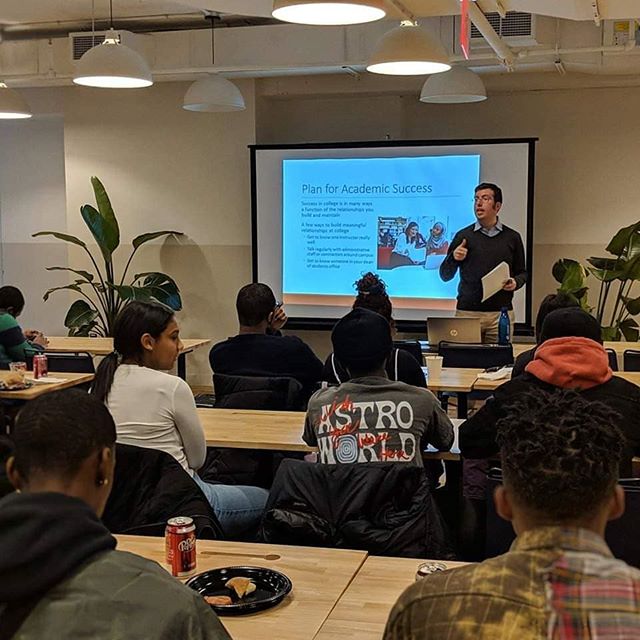 So proud to have hosted Jonathan Lewis, PhD, of uAspire at our College Success event yesterday. Dr. Lewis spoke to a group of 50 college freshman about promoting academic and financial success, health and wellness, and the creation of an affirming community. What an inspiring talk!