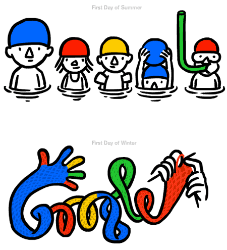 "Animations for the Google home page to celebrate the first day of Summer (northern hemisphere) and the first day of Winter (southern hemisphere)."