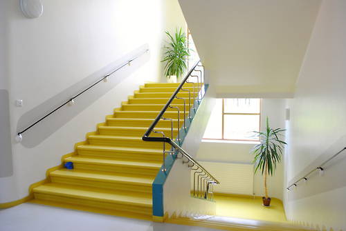 Yellow staircase by Jonathan Rieke (apparently, because I found this on Le Joli Collar )