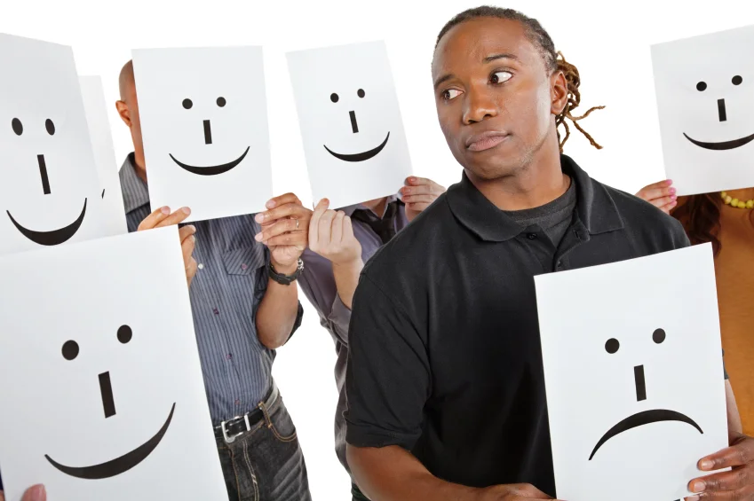 It's not always easy to act happy.