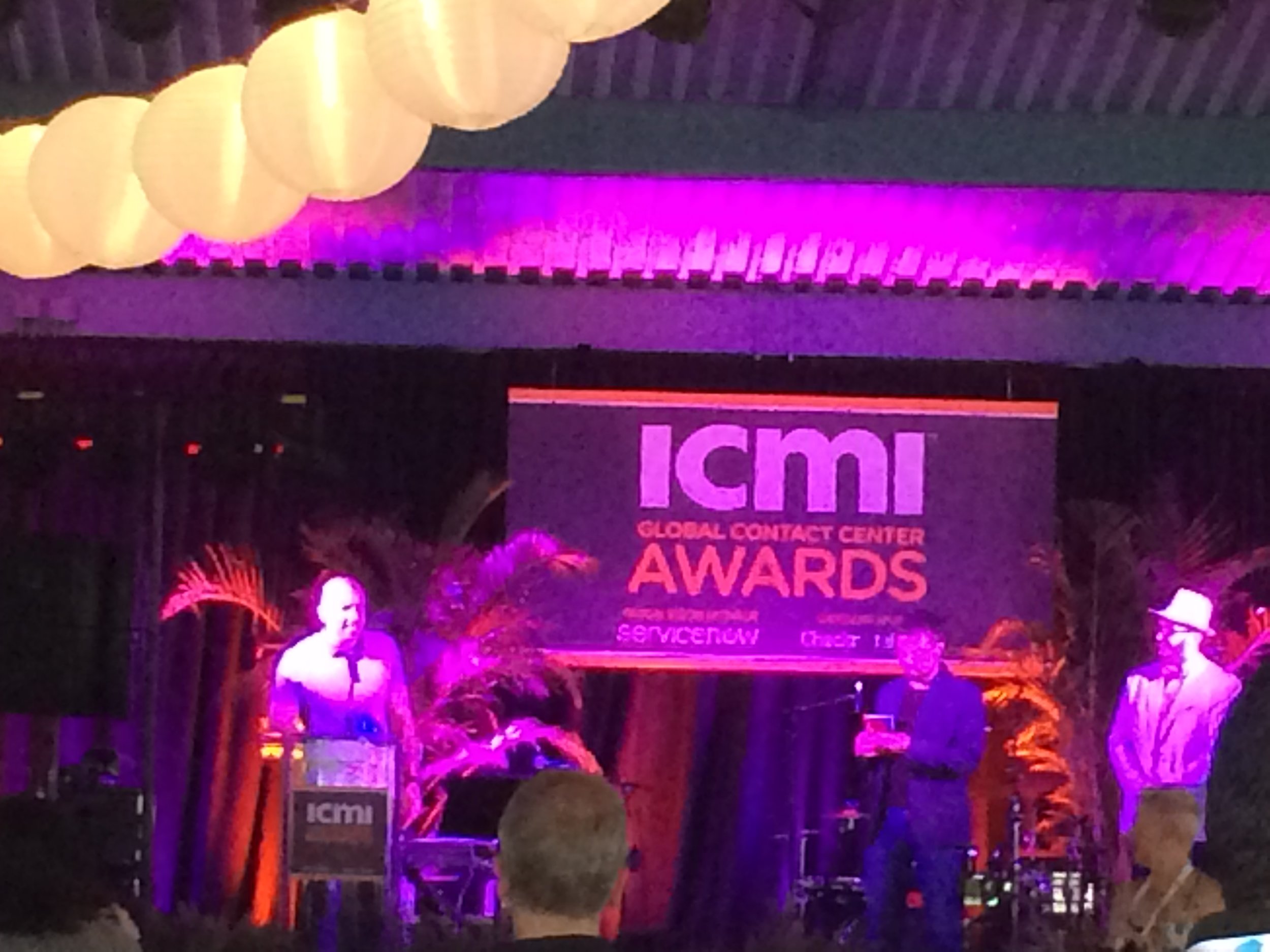 Obligatory blurry photo. From left to right: Marc Dyer, David Perry, and Justin Robbins (ICMI's head of award judges and content director)