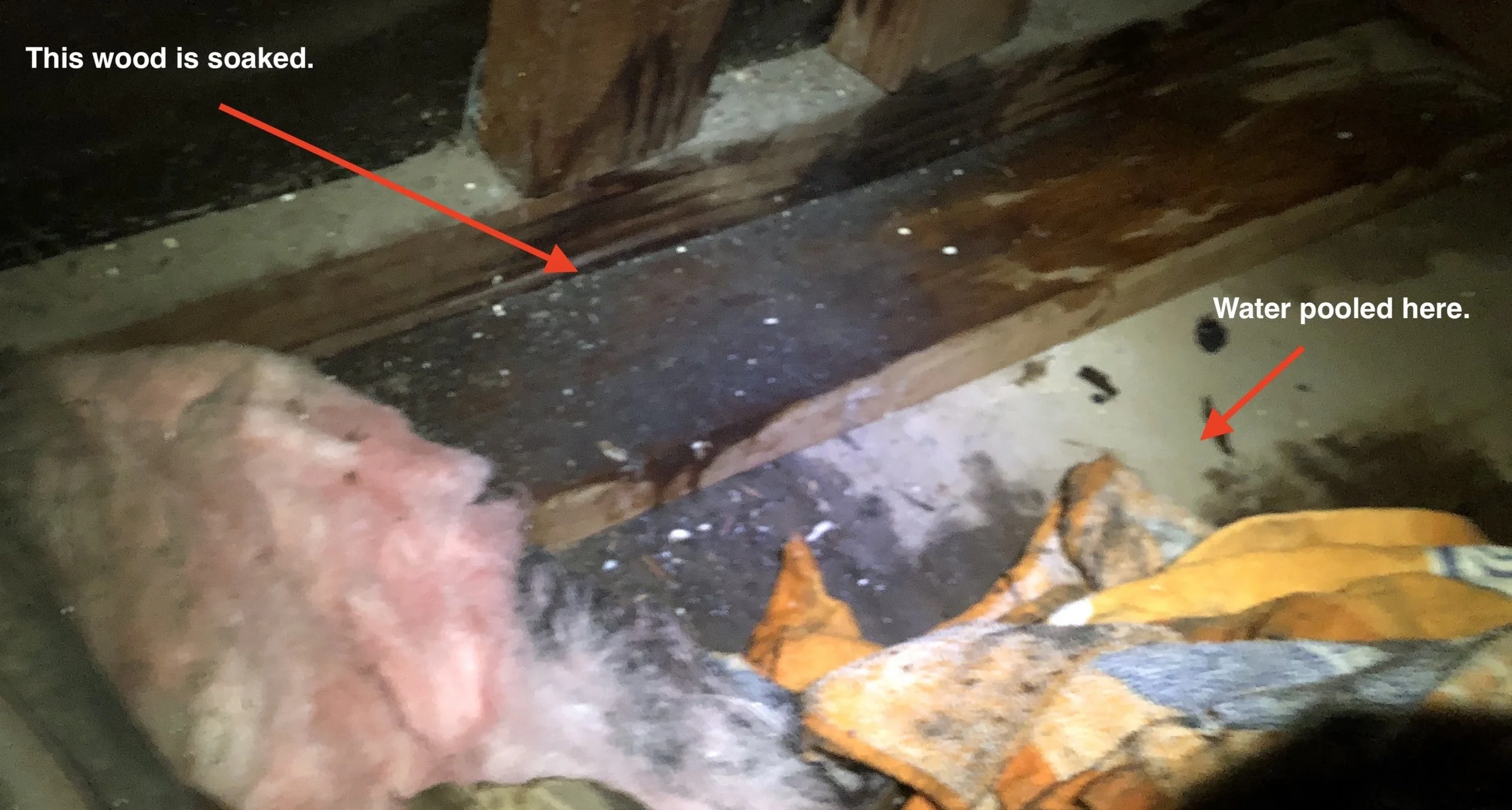 Water leaking into the attic.