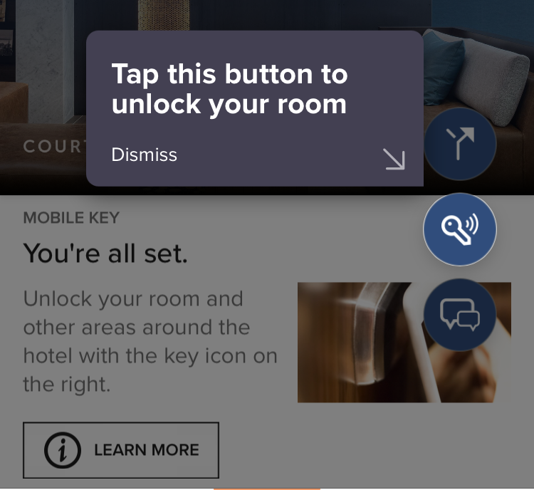 Screenshot of mobile room key on Marriott Bonvoy app.