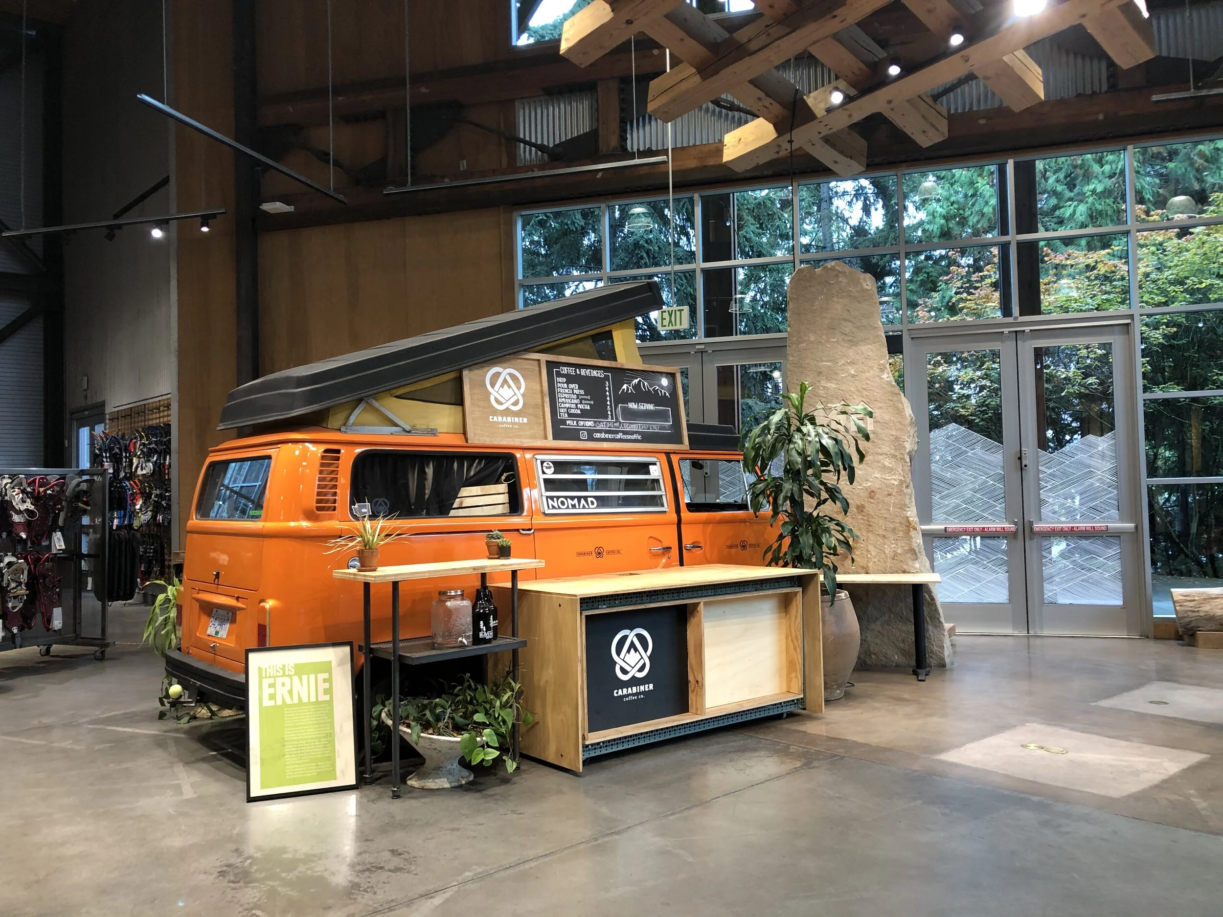 Ernie the camper at the REI flagship store.