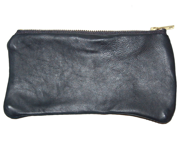 Barbara Campbell Accessories Made In Brooklyn Black Leather Clutch Handbag Bag Bass Zipper Classic Street Wear Style.JPG