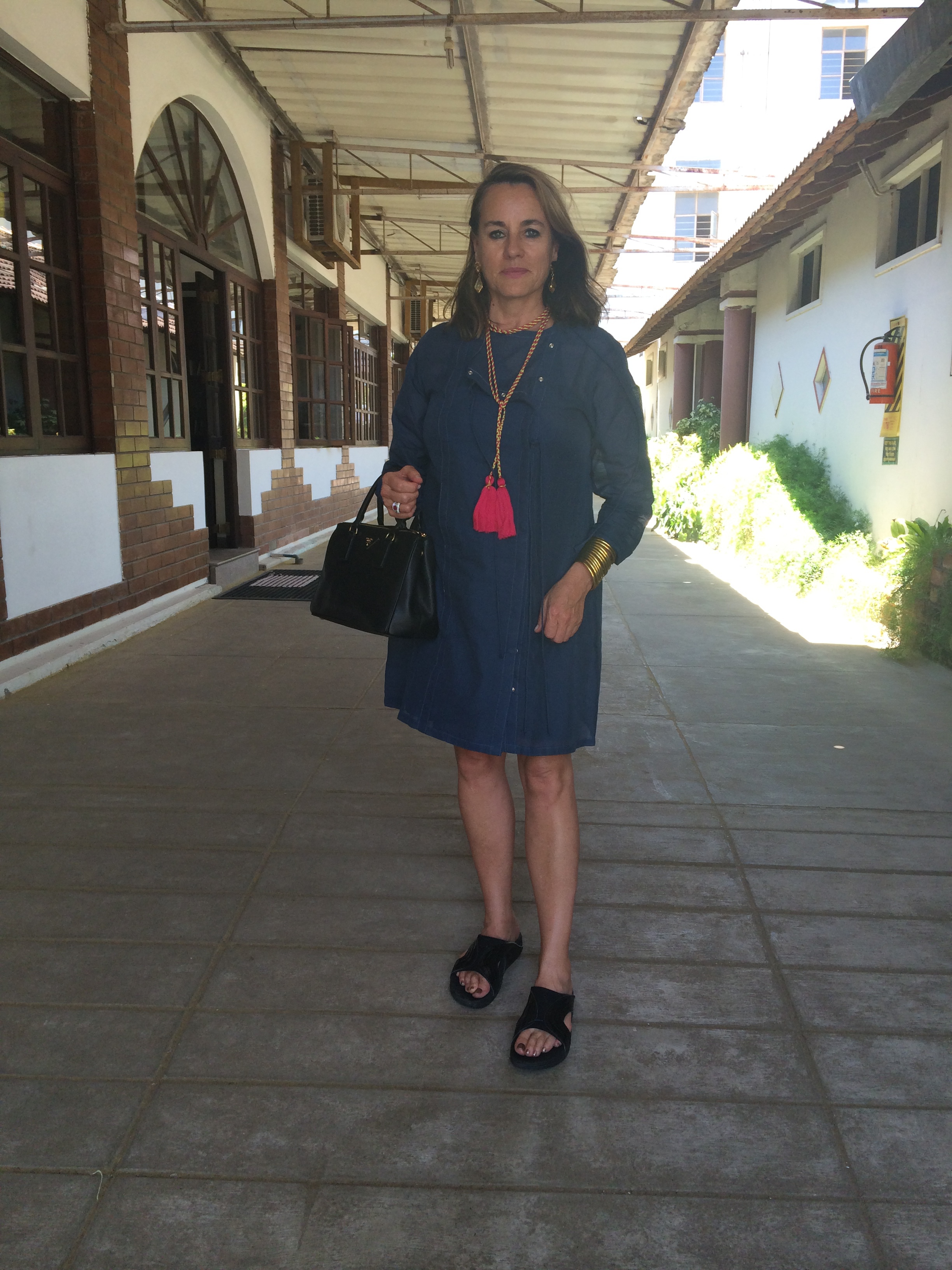 Susie at the cotton mill in Coimbatore, India.