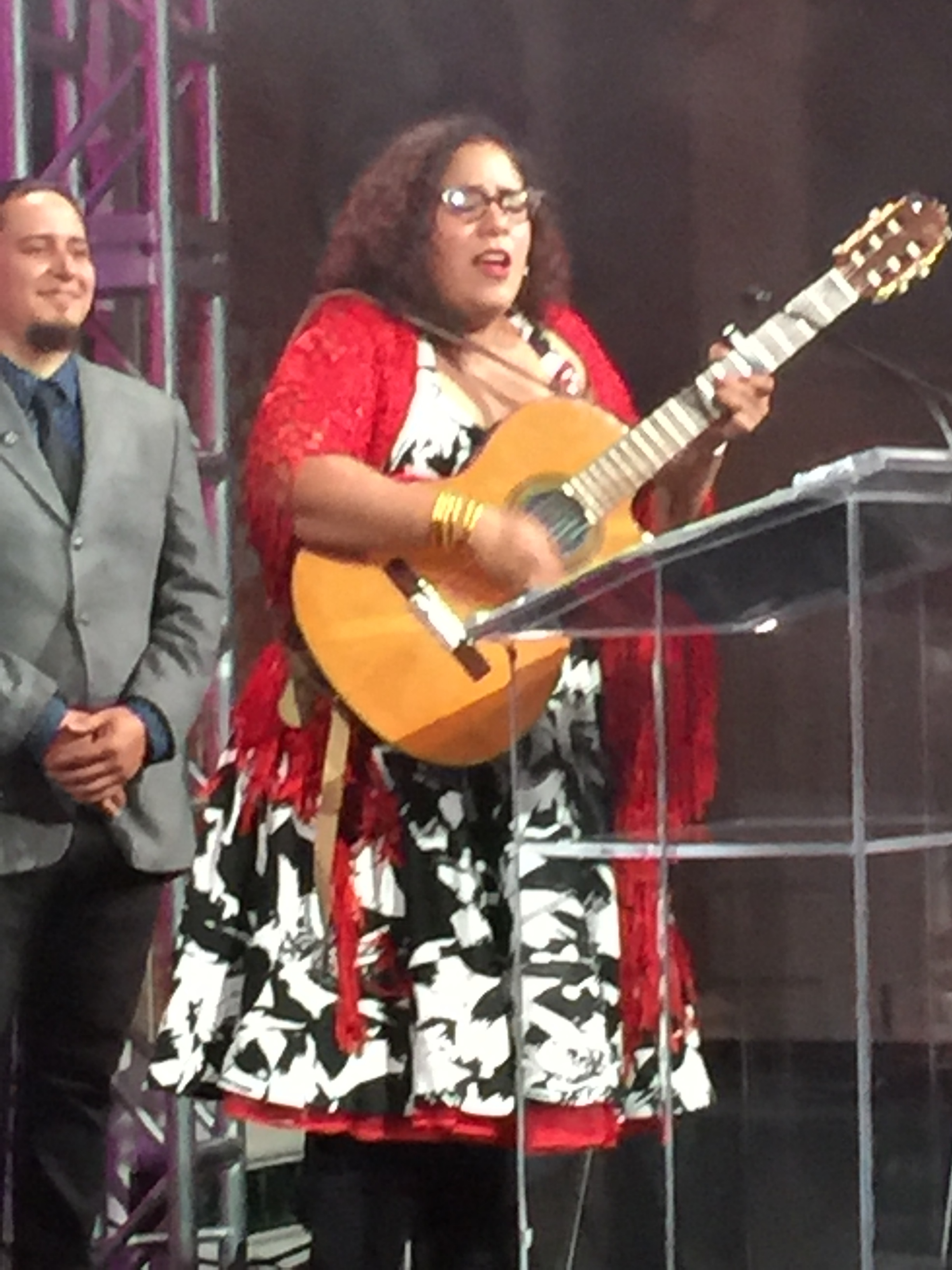 La Santa Cecelia is a Grammy Award winning musician. She sang and thanked AltaMed for the honor while wearing her BuDhaGirl All Weather Bangles.