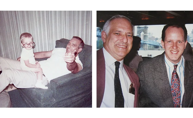 Left: Me, at 18 months, and Dad, the man whose great and crazy qualities I inherited. Right: Dad and me on the day I graduated from college.