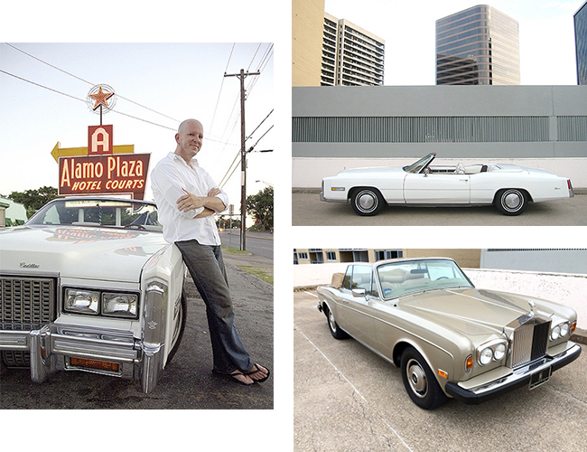 Left and Right top: I kept Dad's favorite Cadillac with me in Dallas for about five years, before returning it to Kentucky where my mom and brother - and his now-big family - are. Right bottom: One of my vintage cars, kept immaculately clean.