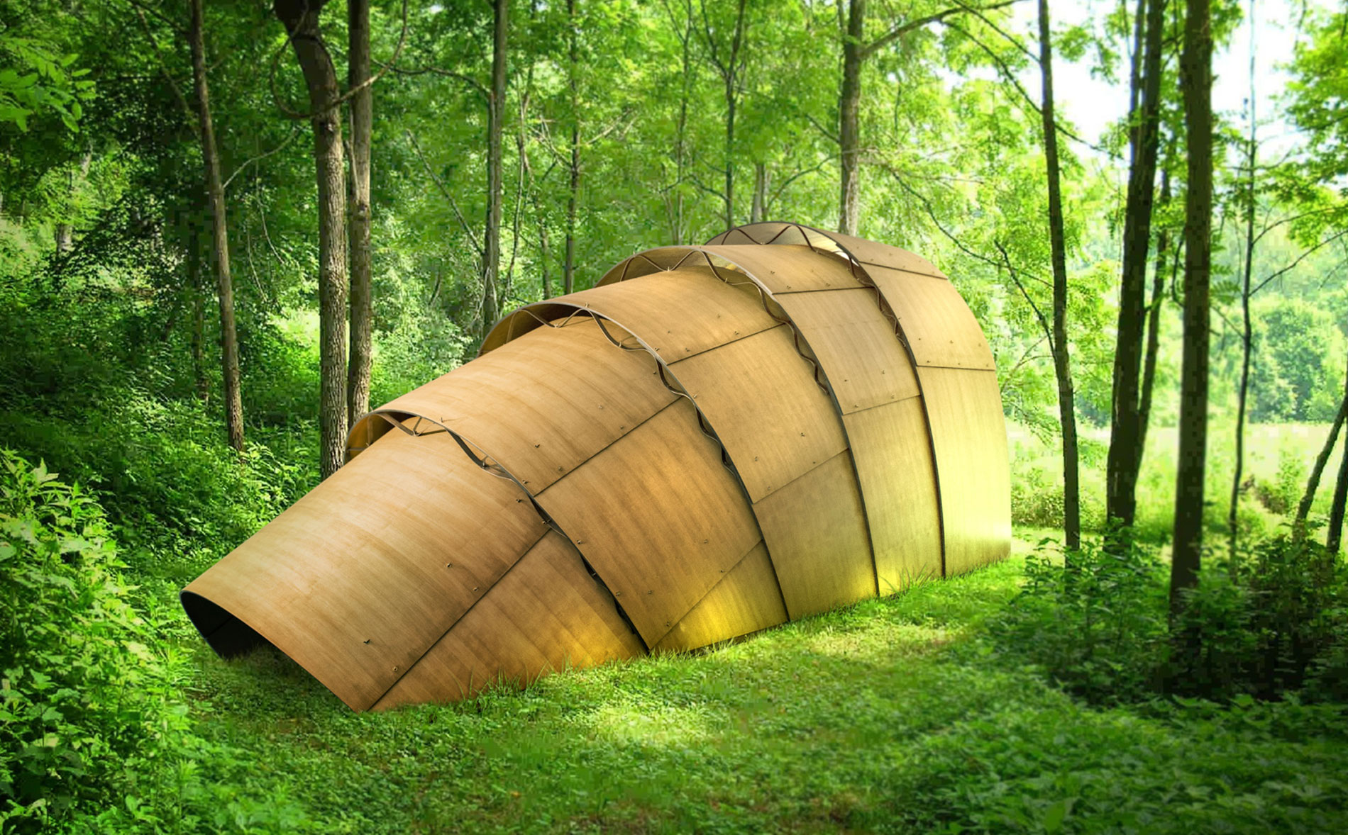 The Armadillo Tea Pavillion is an innovative structure that serves as a shelter or place for reflection. Place this versatile, modular design indoors or out.