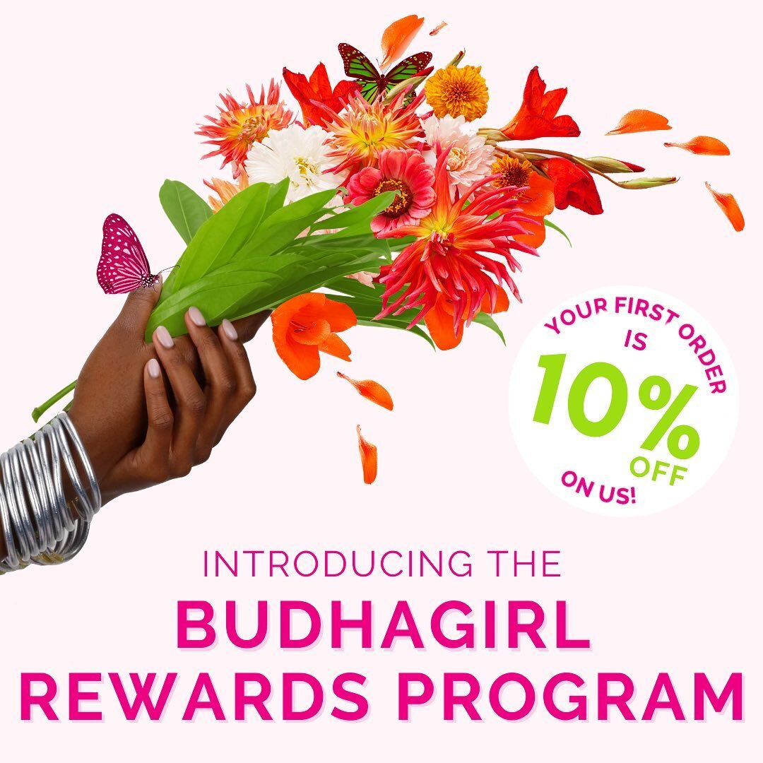 Introducing the BuDhaGirl Rewards Program!!!✨ Sign up &amp; start earning rewards towards your next purchase, plus gain access to *free shipping &amp; exclusive benefits. Your first order is 10% off on us💕 #budhagirl 
&bull;
&bull;
&bull;
&bull;
&bu