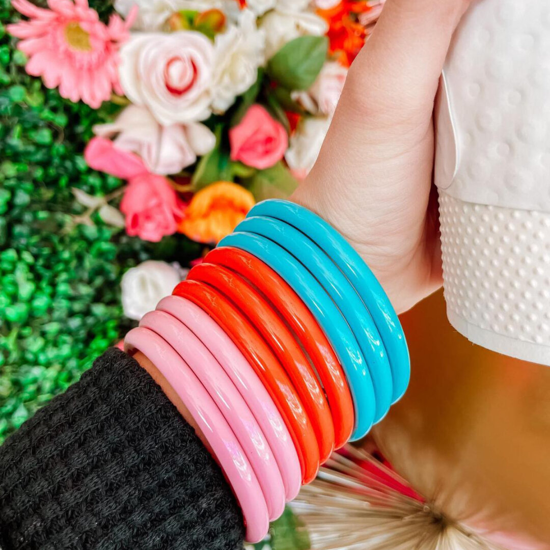 What is your go-to bangle color this Spring? 🌸🌼 ​​​​​​​​
​​​​​​​​
#linkinbio to shop!✨🌀​​​​​​​​
​​​​​​​​
​​​​​​​​
#budhagirl #AWB #allweatherbangles #jewelrystack #budhagirlbangles #budha #buddhagirl #soundless #weightless #waterproof #bangles #fa