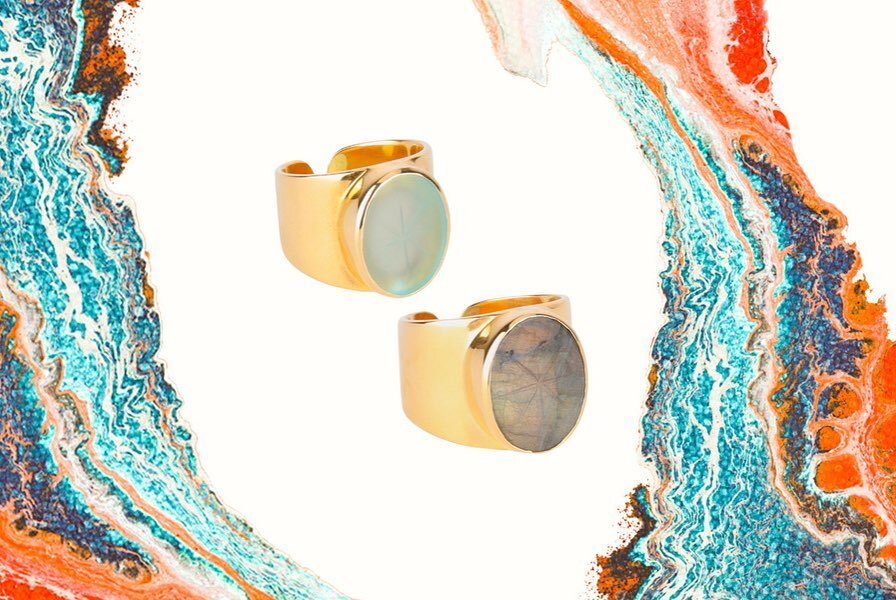 If you had to pick one, which would you choose? 🤍 
⠀⠀⠀⠀⠀⠀⠀⠀⠀
Discover these adjustable Starburst rings in the stunning shades Aqua Chalcedony,  or Labradorite. ✨
⠀⠀⠀⠀⠀⠀⠀⠀⠀
#Linkinbio to shop!
⠀⠀⠀⠀⠀⠀⠀⠀⠀
#staygold #goldvibes #goldjewelry #waterprooffa