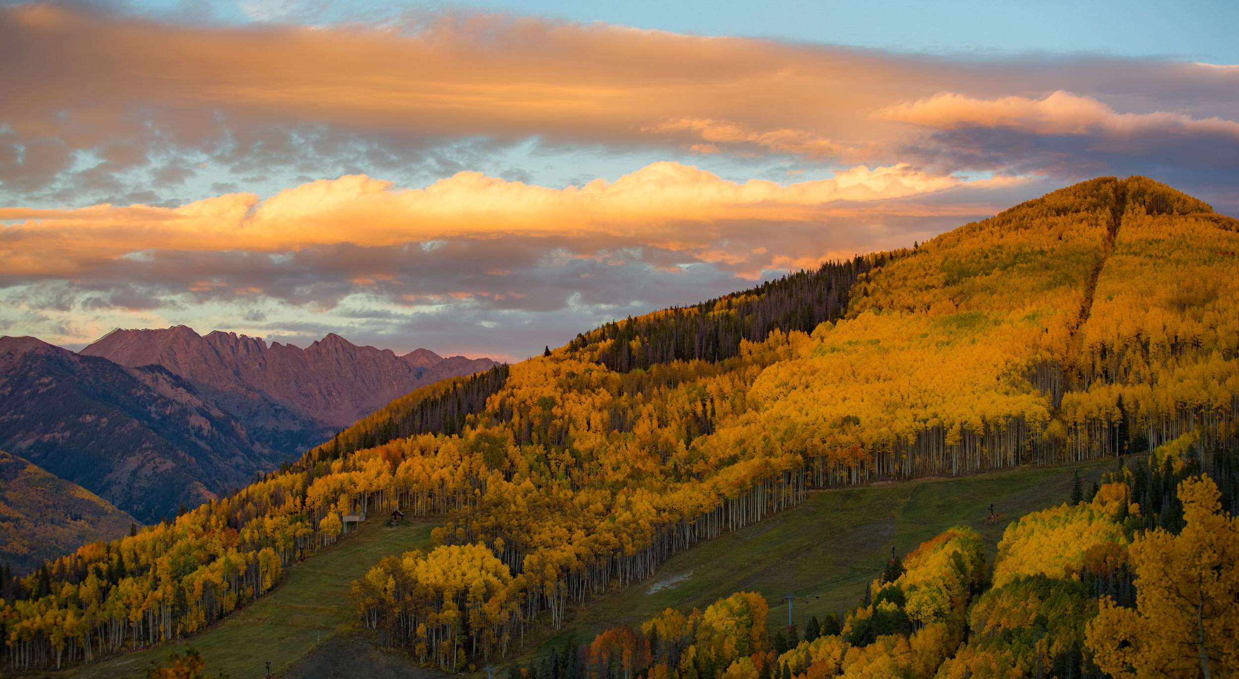  An amazing golden sunset on Vail Mountain while waiting for the lunar eclipse. 