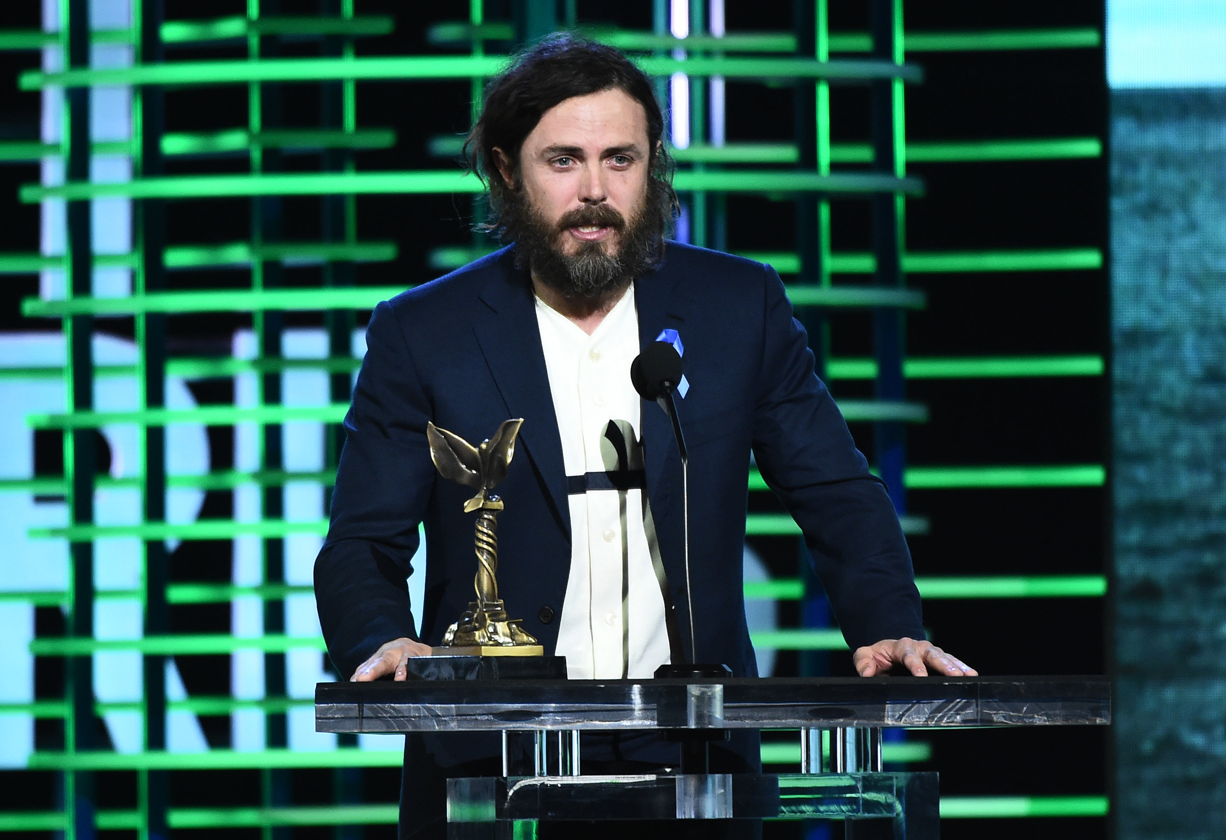 Casey Affleck got political at the podium- preview for tomorrow night?