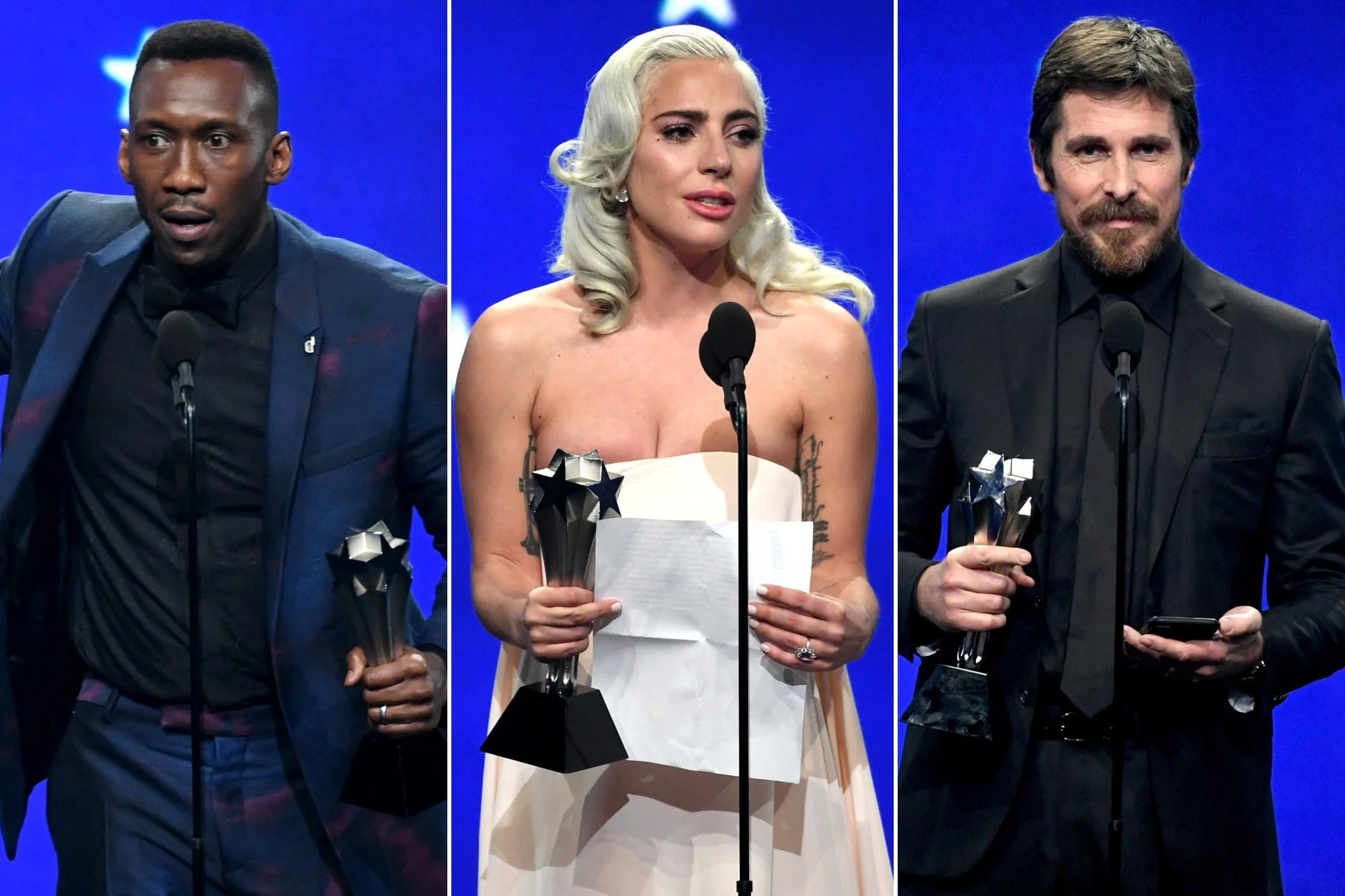 Oscar hopefuls Mahershala Ali, Lady Gaga and Christian Bale all won tonight at the Critics Choice awards