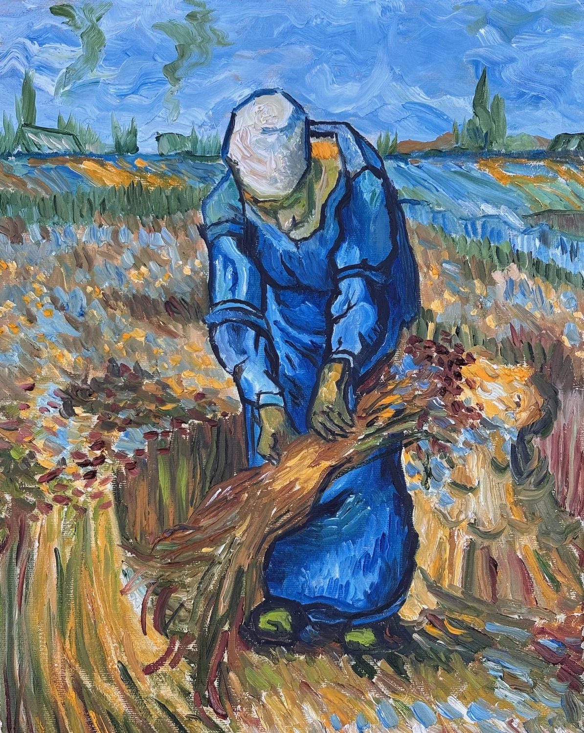 Peasant Woman Binding Sheaves (after van Gogh, after Millet)