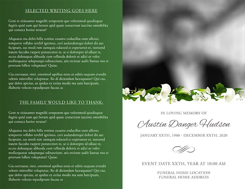 Indesign Funeral Program Free InDesign Funeral Program — Austin Hudson