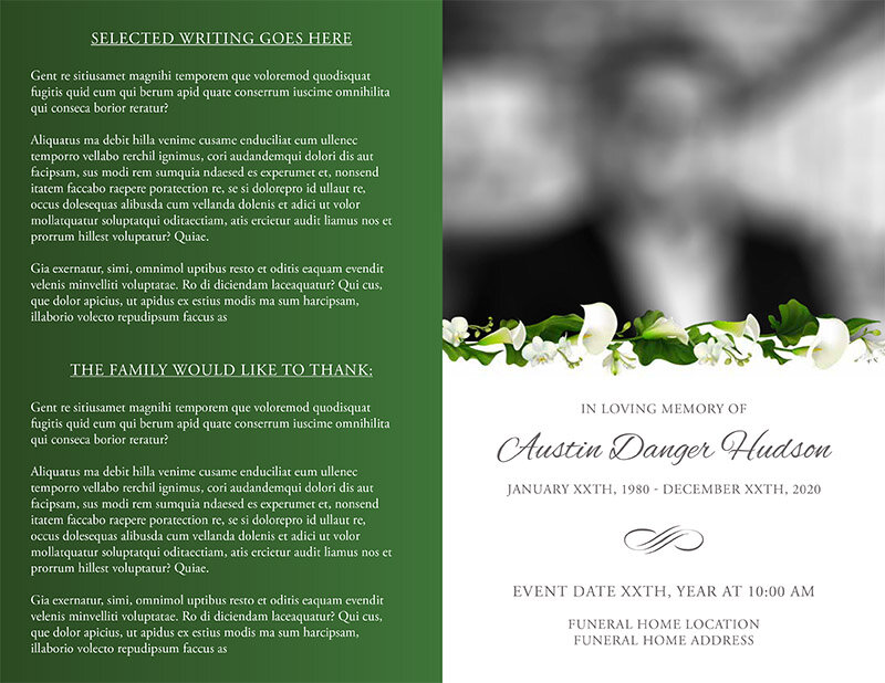 Free InDesign Funeral Program — Austin Hudson
