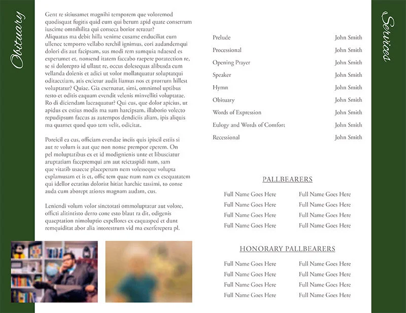 Funeral Program Inside Design Free InDesign Funeral Program — Austin Hudson