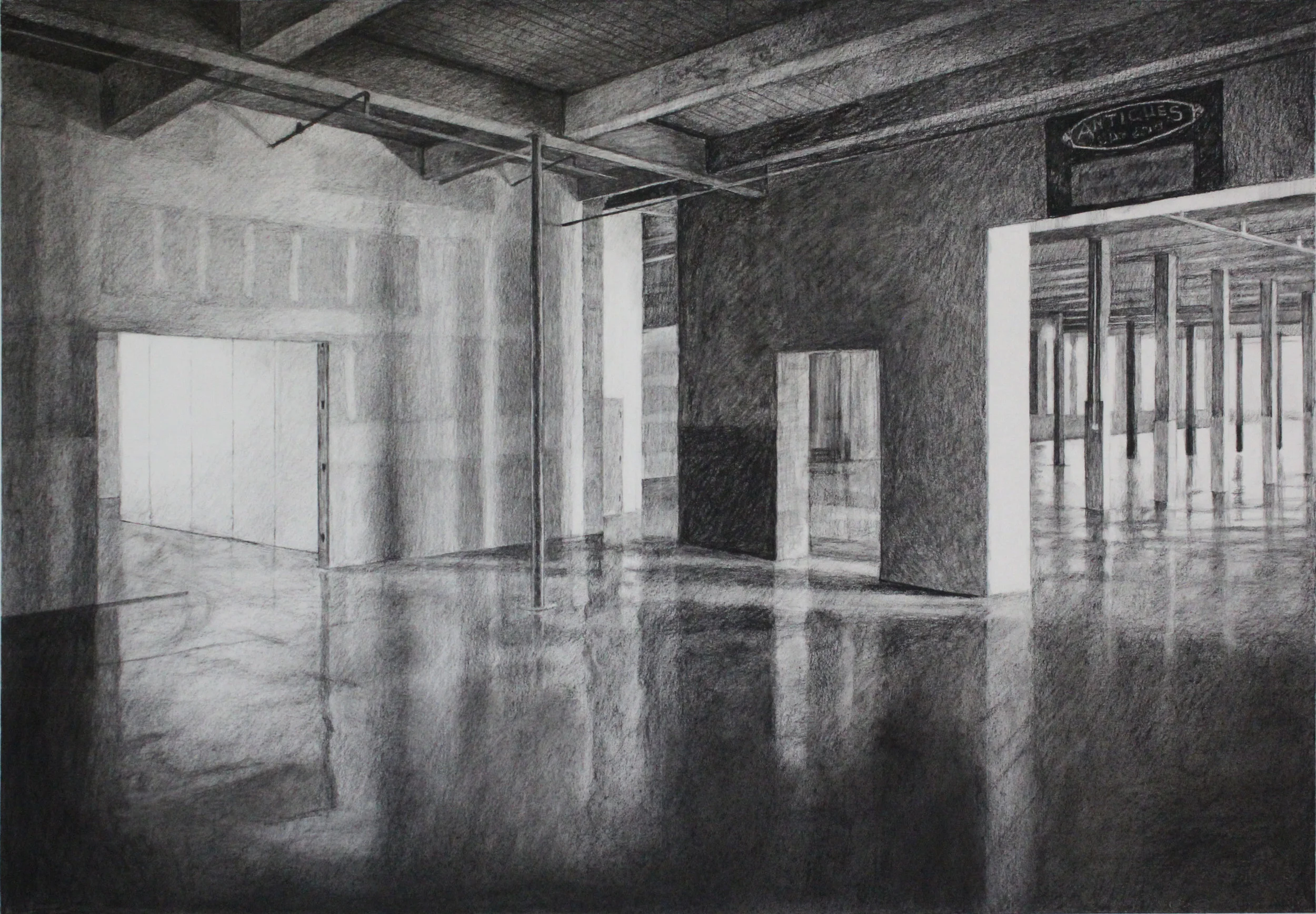 Mooresville 22" x 30" Charcoal on Paper