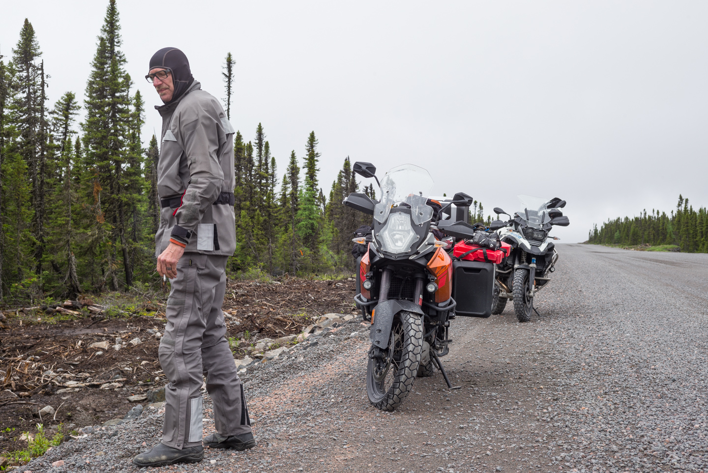 Dennis and the Trans Labrador Highway. Between Goose Bay and Port Hope Simpson. Labrador 2016