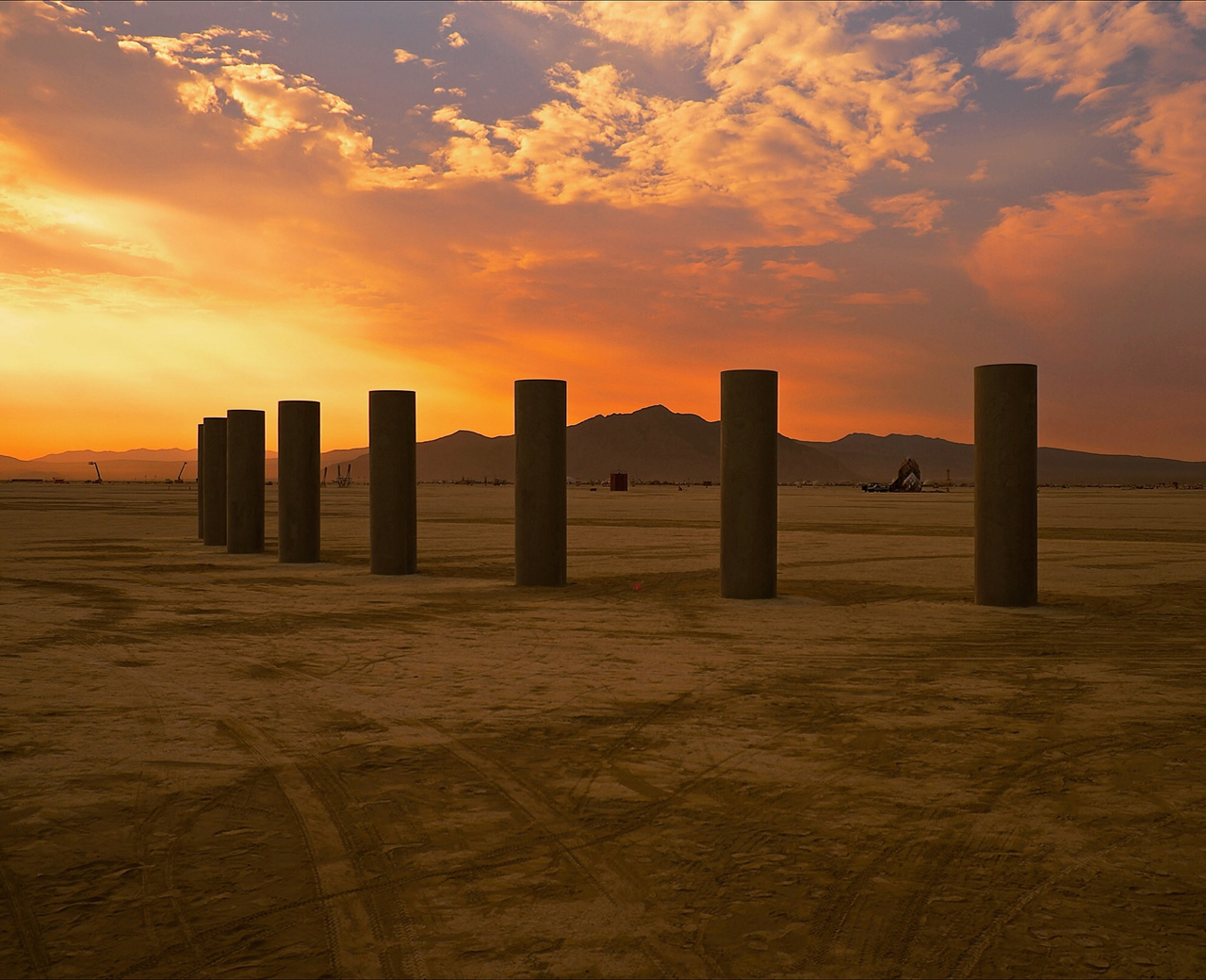 The columns greeting the dawn at Burning Man 2013.