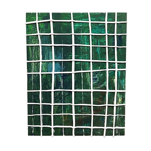 For spring #jadeabner #greenery #weaving #grid #contemporarypainting #landscapepainting #atxlife #austinartist #atxartist #landscape #wallsculpture #wovenwallhanging