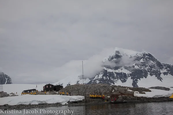 Passengers from Quark Expeditions Sea Spirit arrive at Port Lockroy