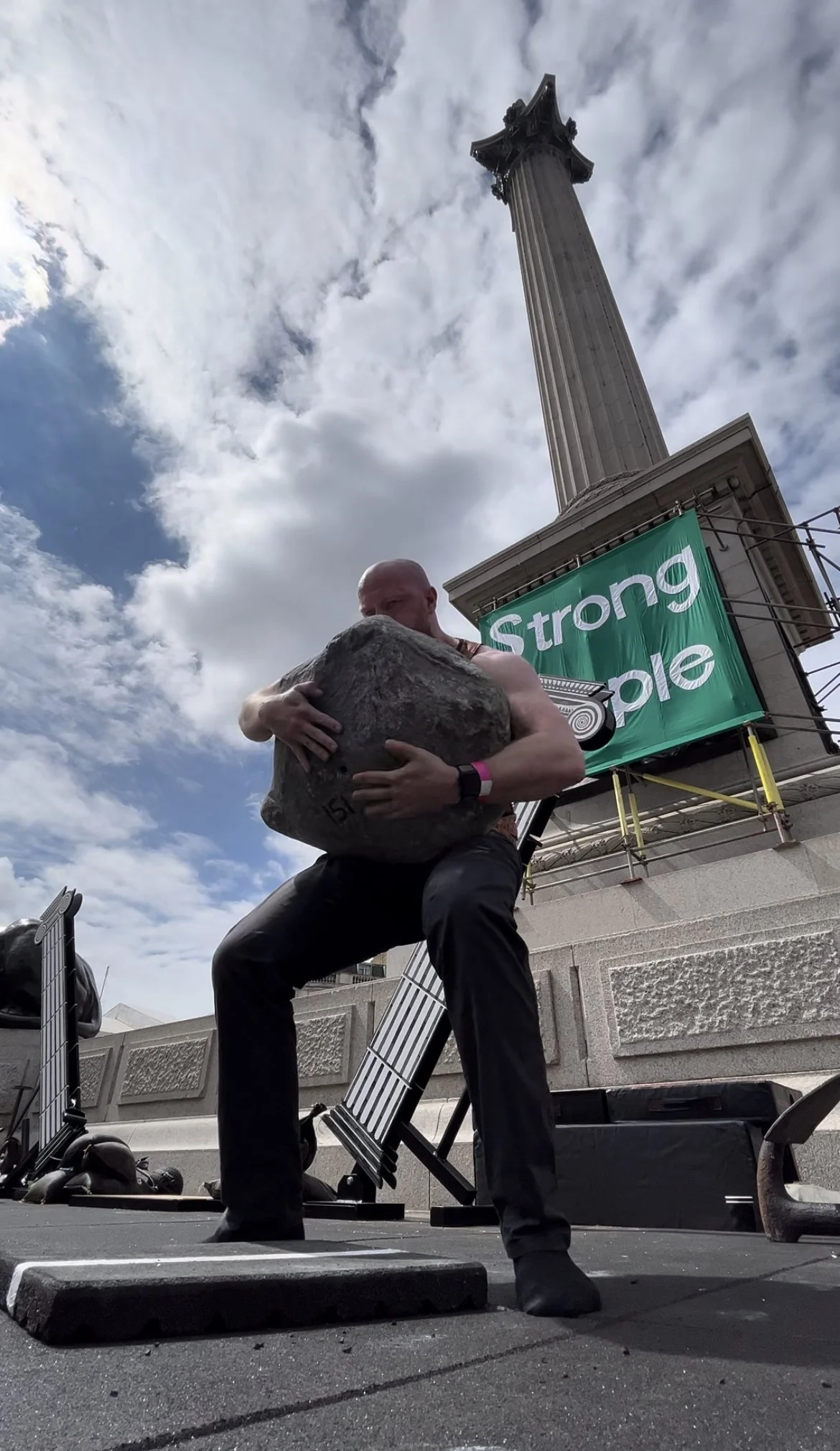 Lifting stones at Trafalgar Square
