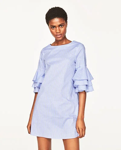 Ruffle Sleeve I had to give into the ruffle sleeve trend when I saw this dress as it has two of my favourite things - sleeves and stripes! Plus it's 97% cotton which is perfect for the really hot weather. I'm going to keep it simple and style it with white flat sandals. Click here for link. 