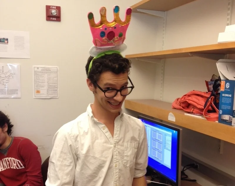 Gio's birthday.  If it's your birthday, you get to wear the hat thing.