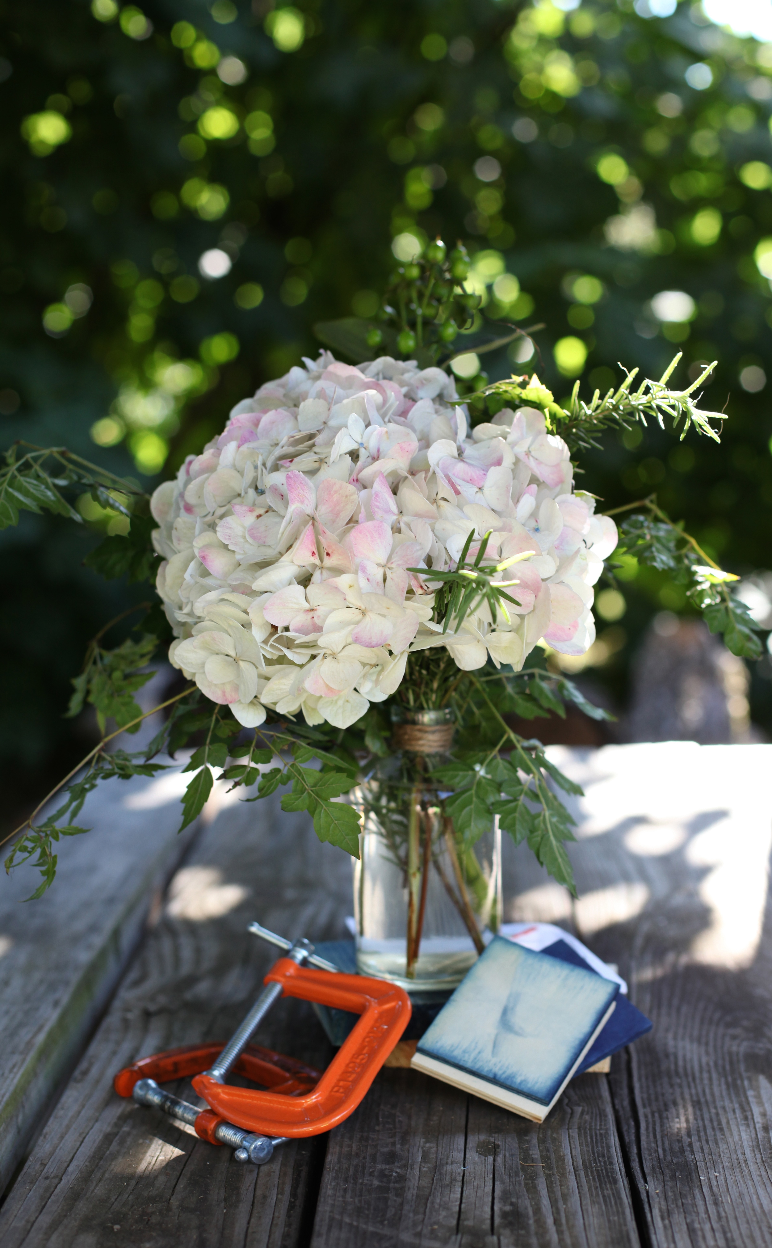 Tables were outfitted with flowers and tools