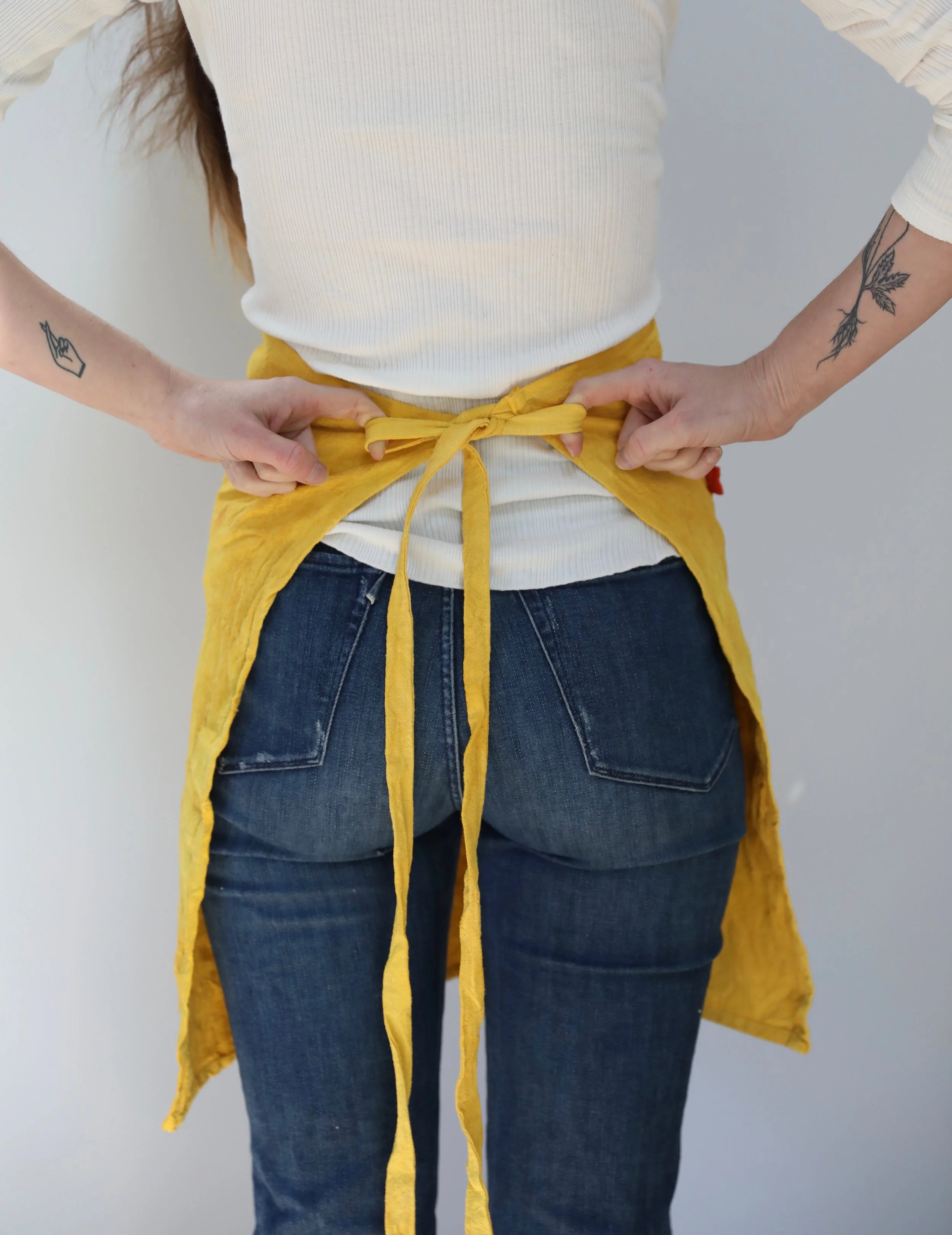Bistro Apron in Sunshine - NÅDE naturally dyed full apron created in the USA