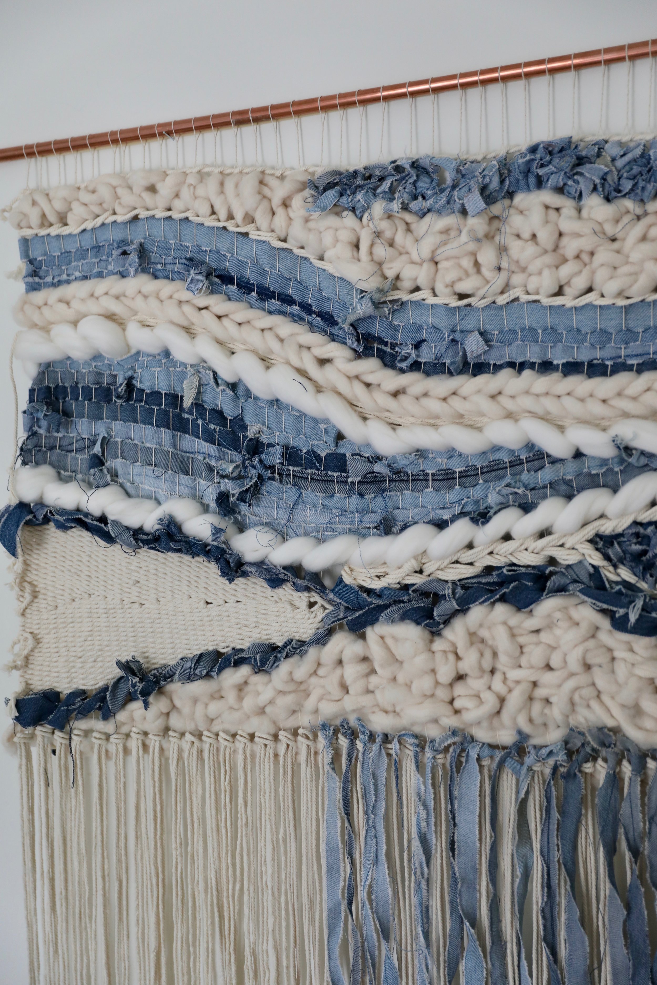 Zero Waste Weaving No. 4 - Denim Scrap Weaving by Maggie Pate of Nåde Studio