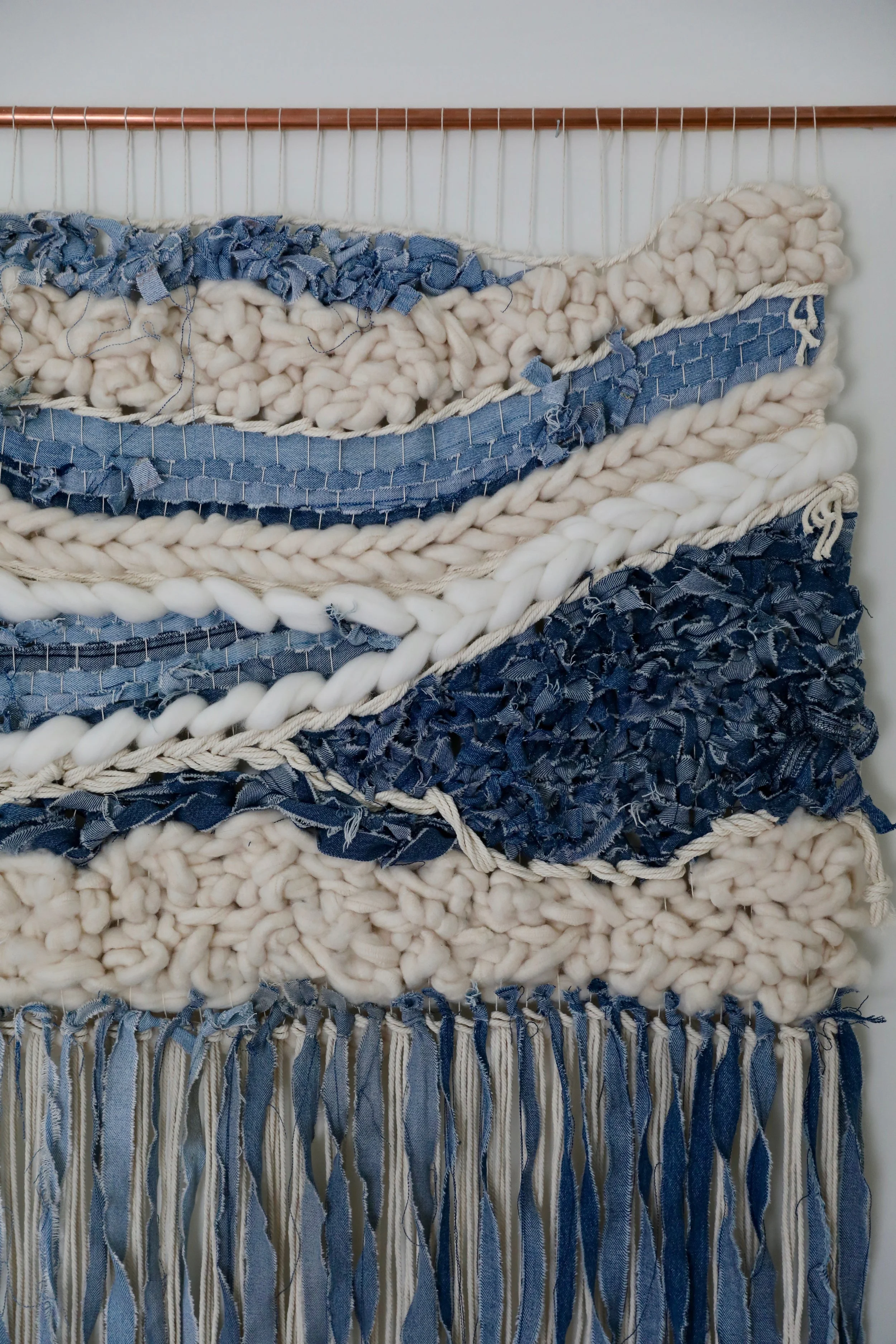 Zero Waste Weaving No. 4 - Denim Scrap Weaving by Maggie Pate of Nåde Studio