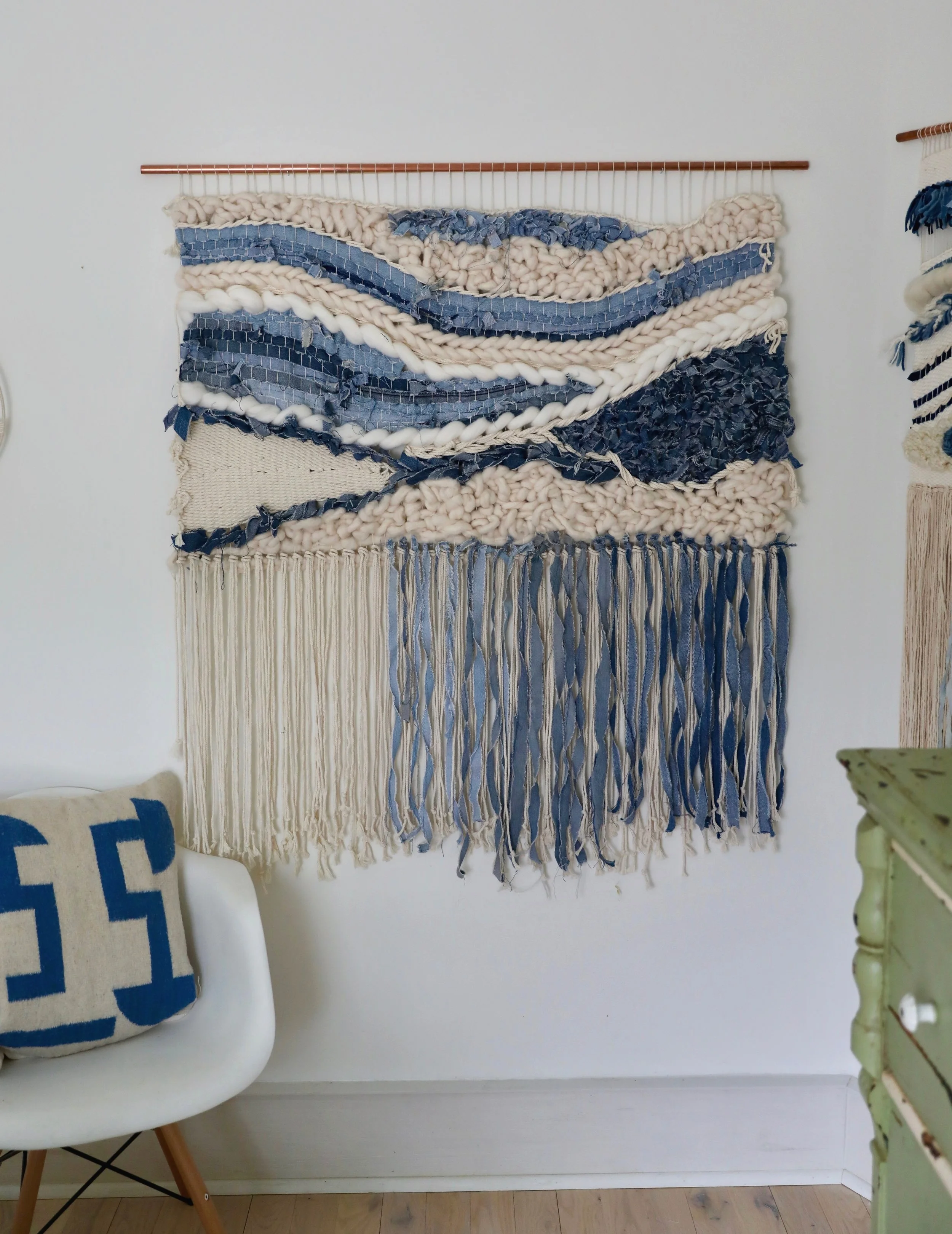 Zero Waste Weaving No. 4 - Denim Scrap Weaving by Maggie Pate of Nåde Studio