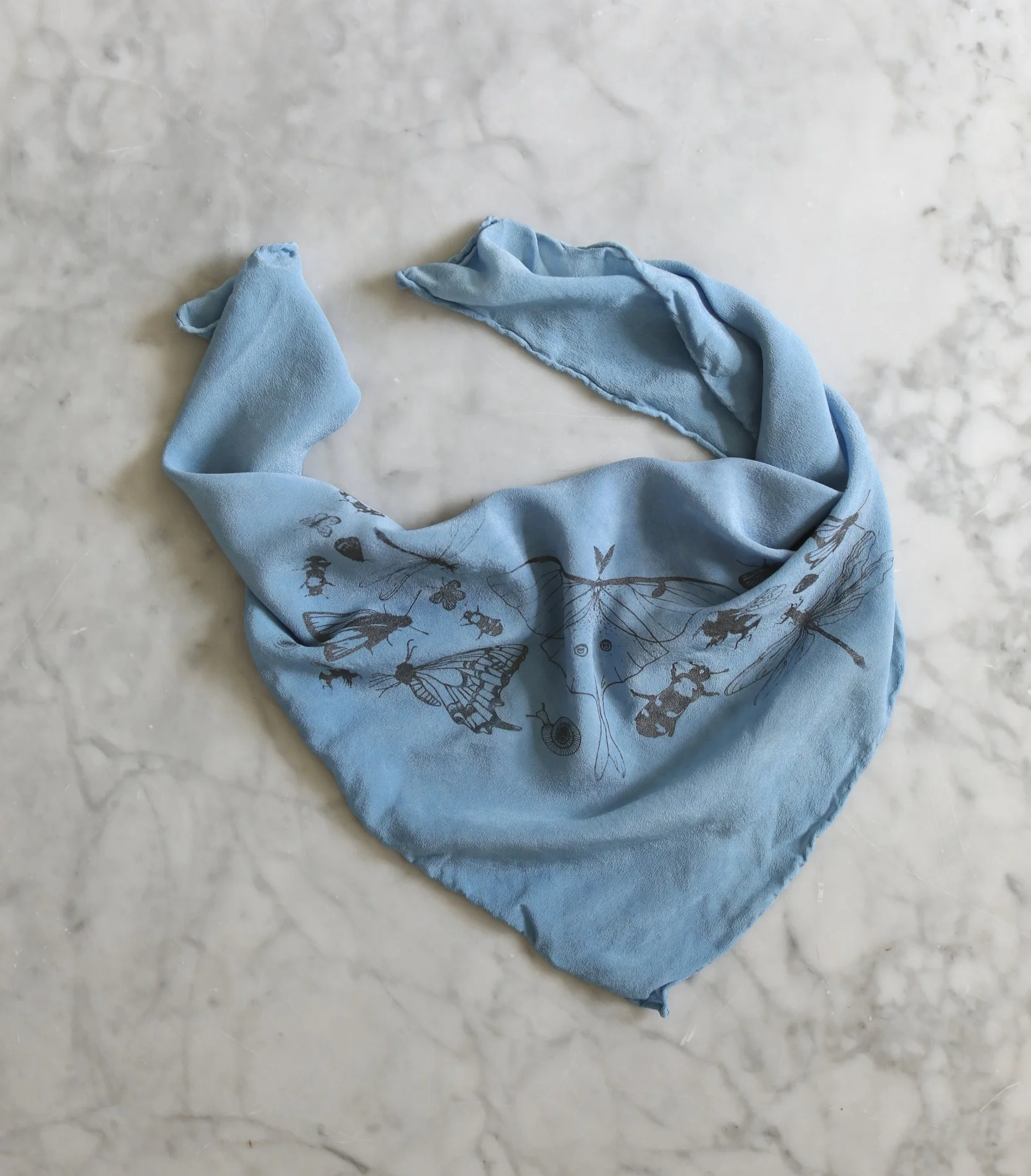 Endangered Series - Luna Silk NeckScarf with Insect Print - Naturally Dyed