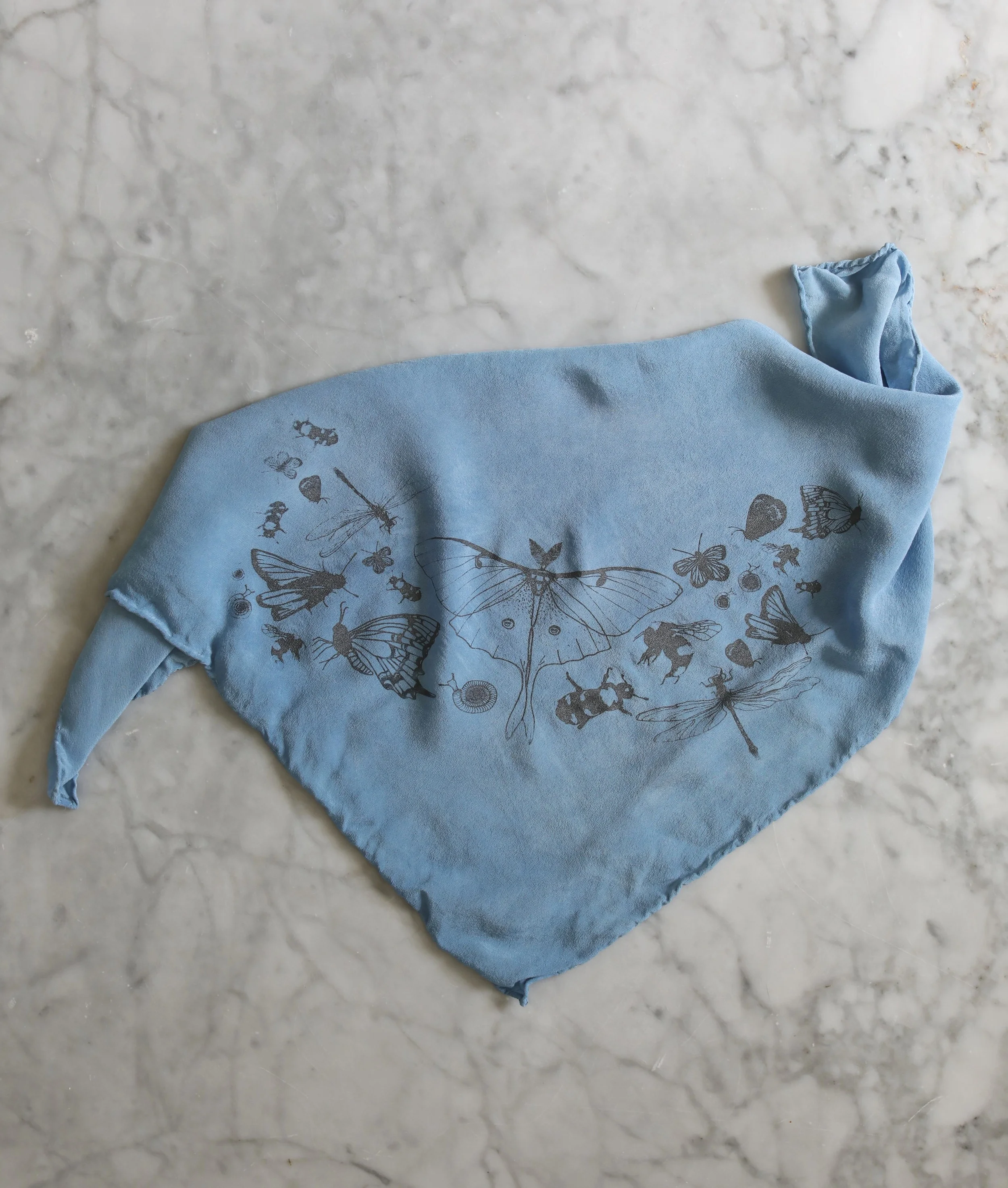 Endangered Series - Luna Silk NeckScarf with Insect Print - Naturally Dyed