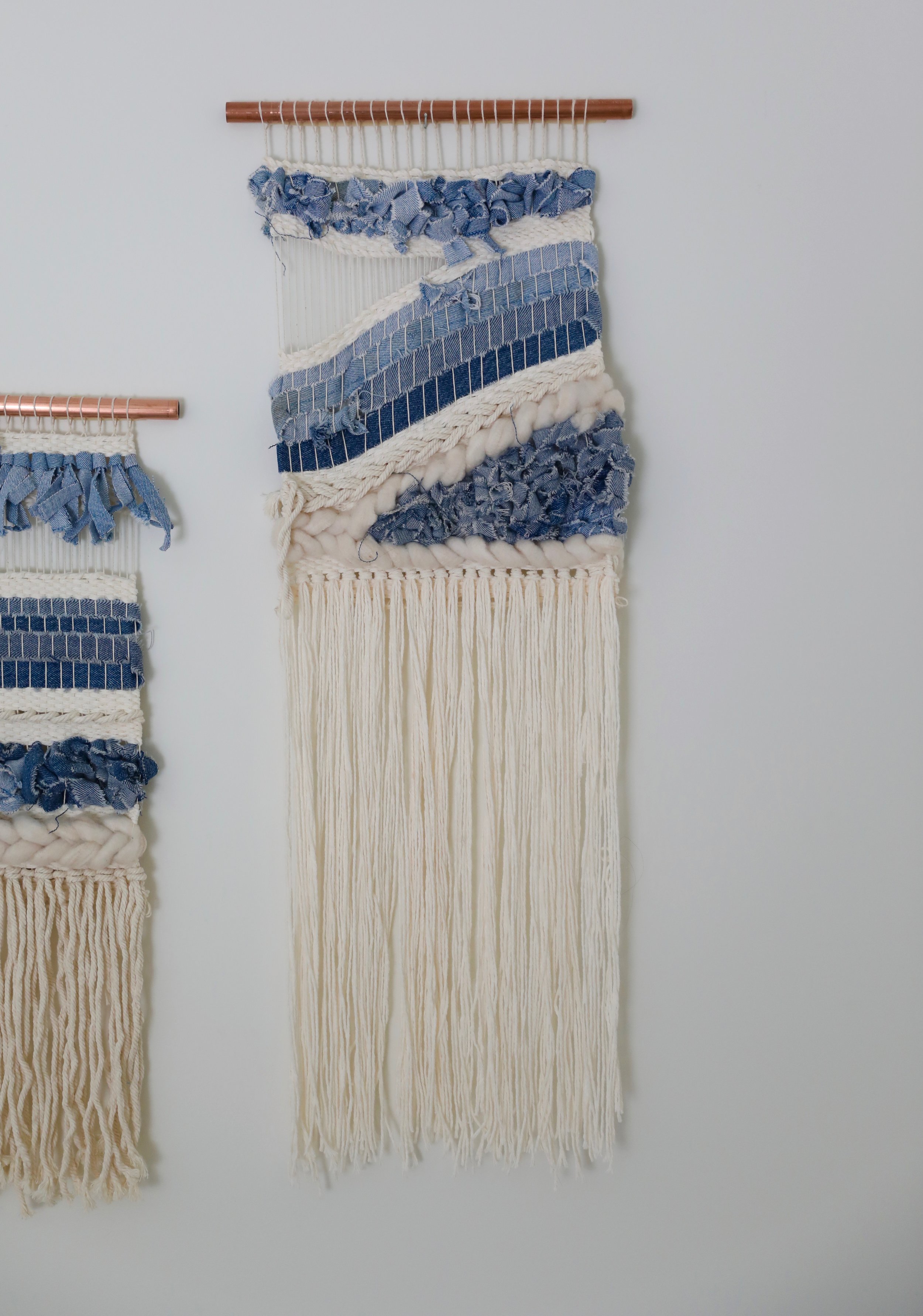 Zero Waste Weaving No.7 using recycle denim scraps by Maggie Pate of NÅDE STUDIO