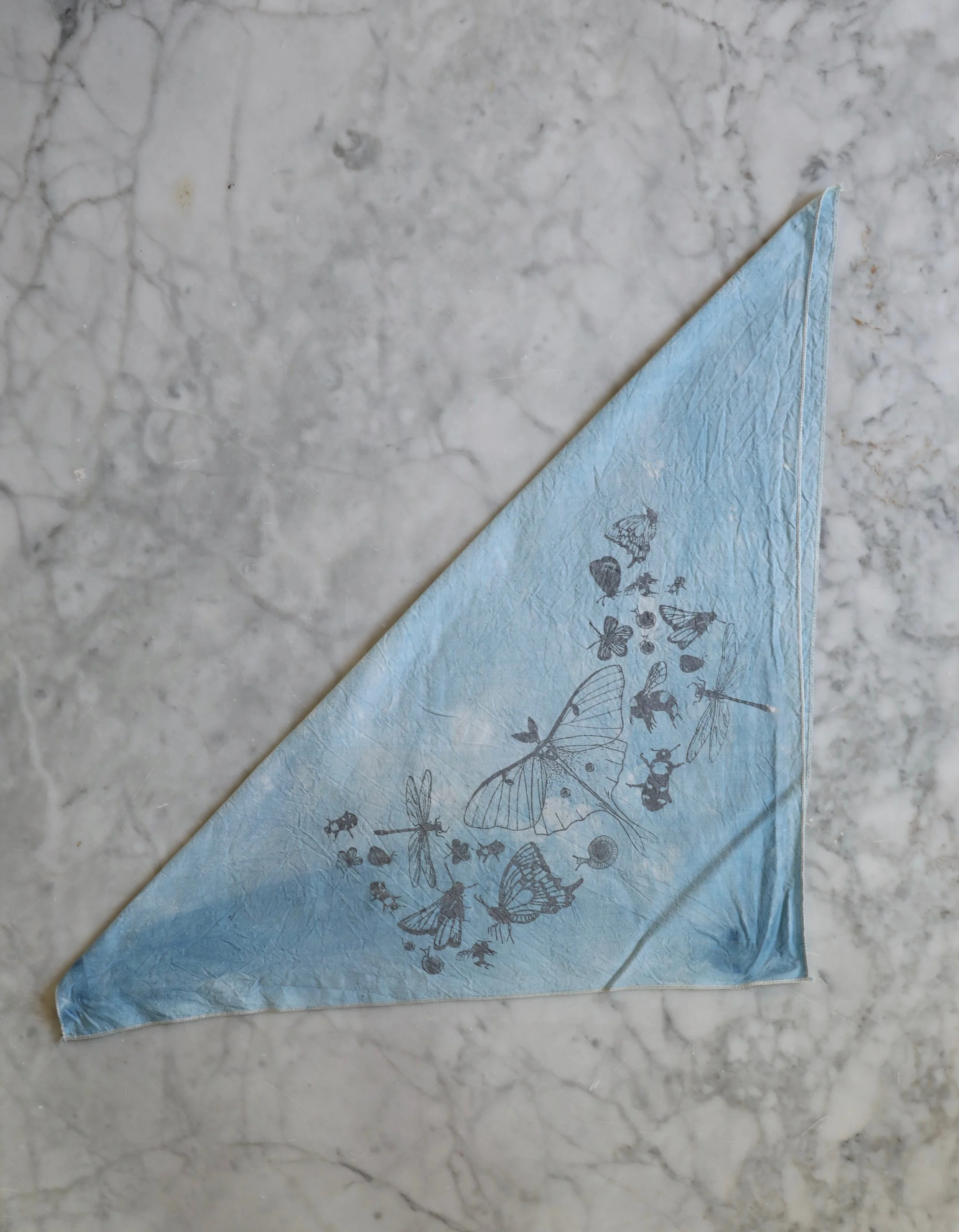 Endangered Series - Sun-bleached Indigo Insect Bandana - NÅDE STUDIO