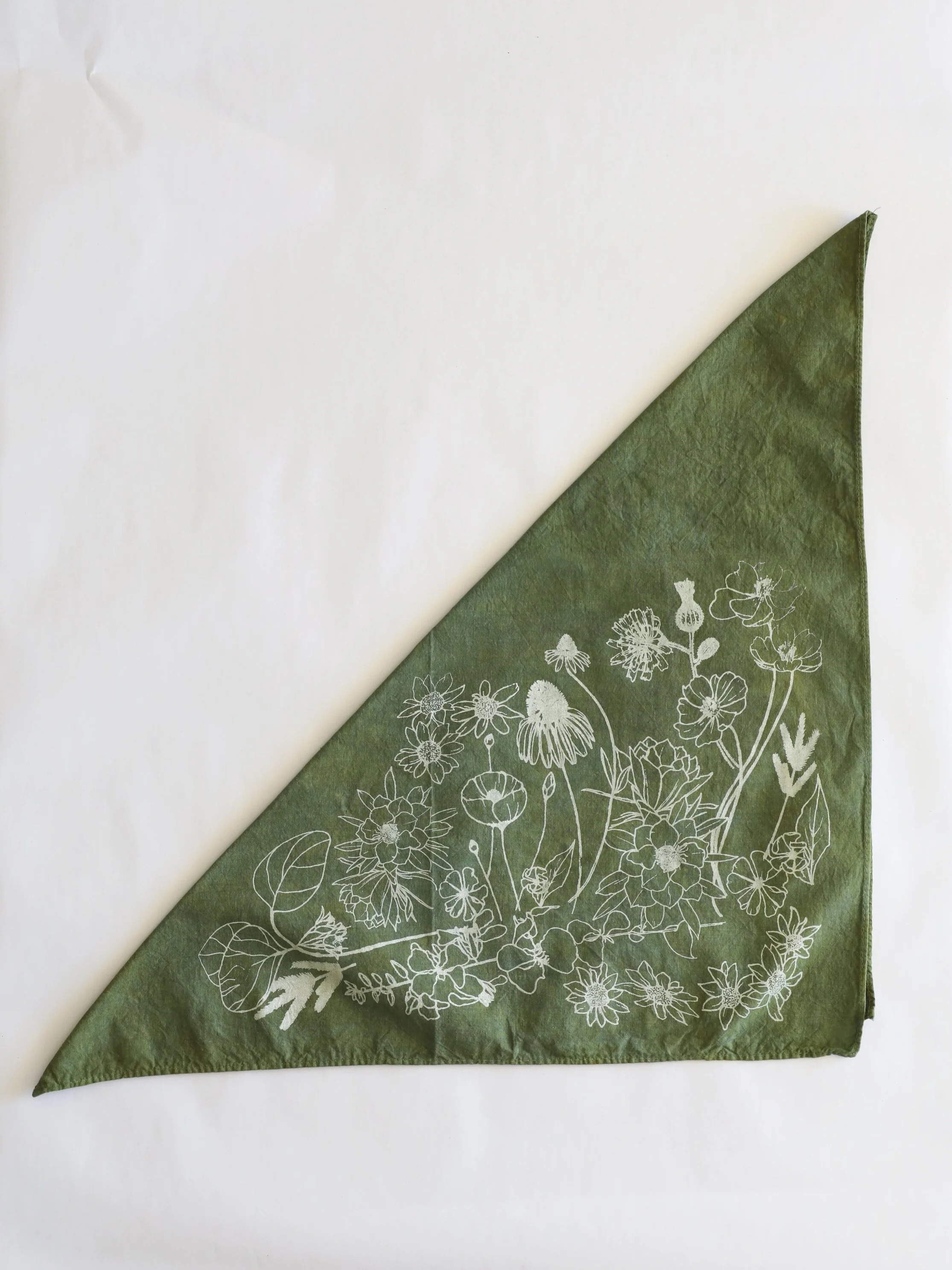 Emerald Botanical Bandana - Naturally Dyed Bandana from NÅDE STUDIO