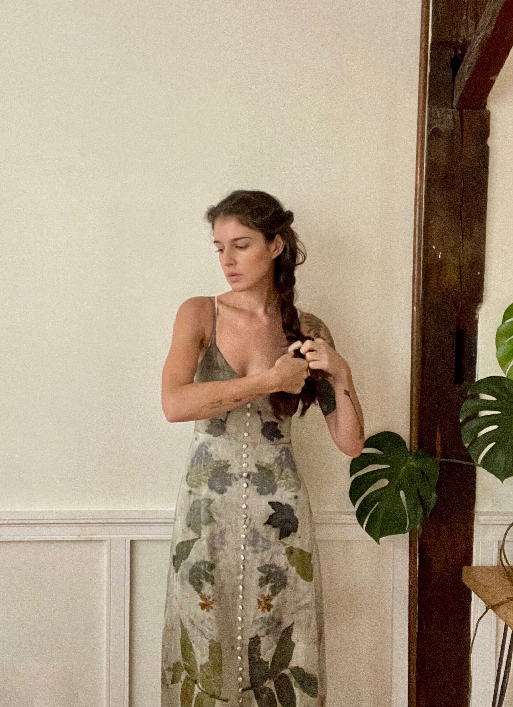 Fall Foliage Silk Dress: Eco-printed by Maggie Pate of NÅDE STUDIO
