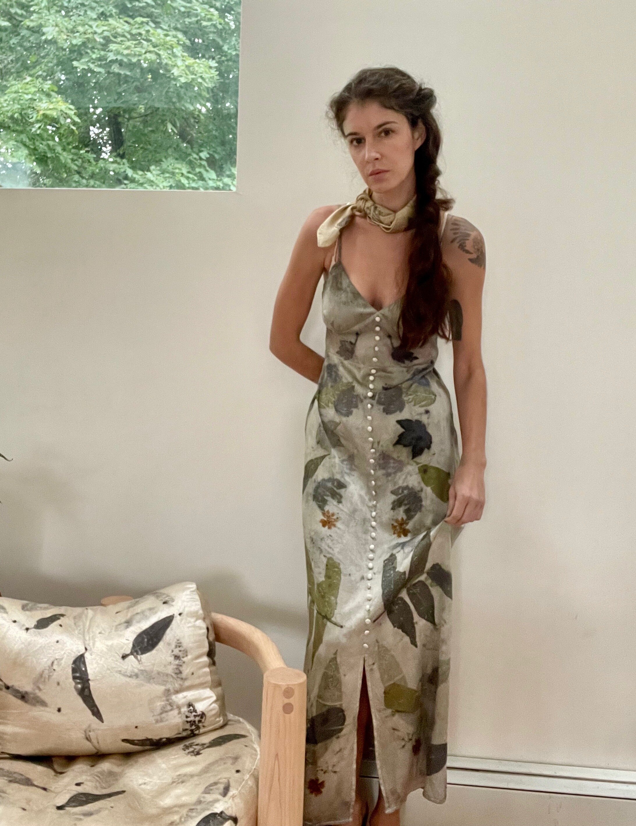 Fall Foliage Silk Dress: Eco-printed by Maggie Pate of NÅDE STUDIO