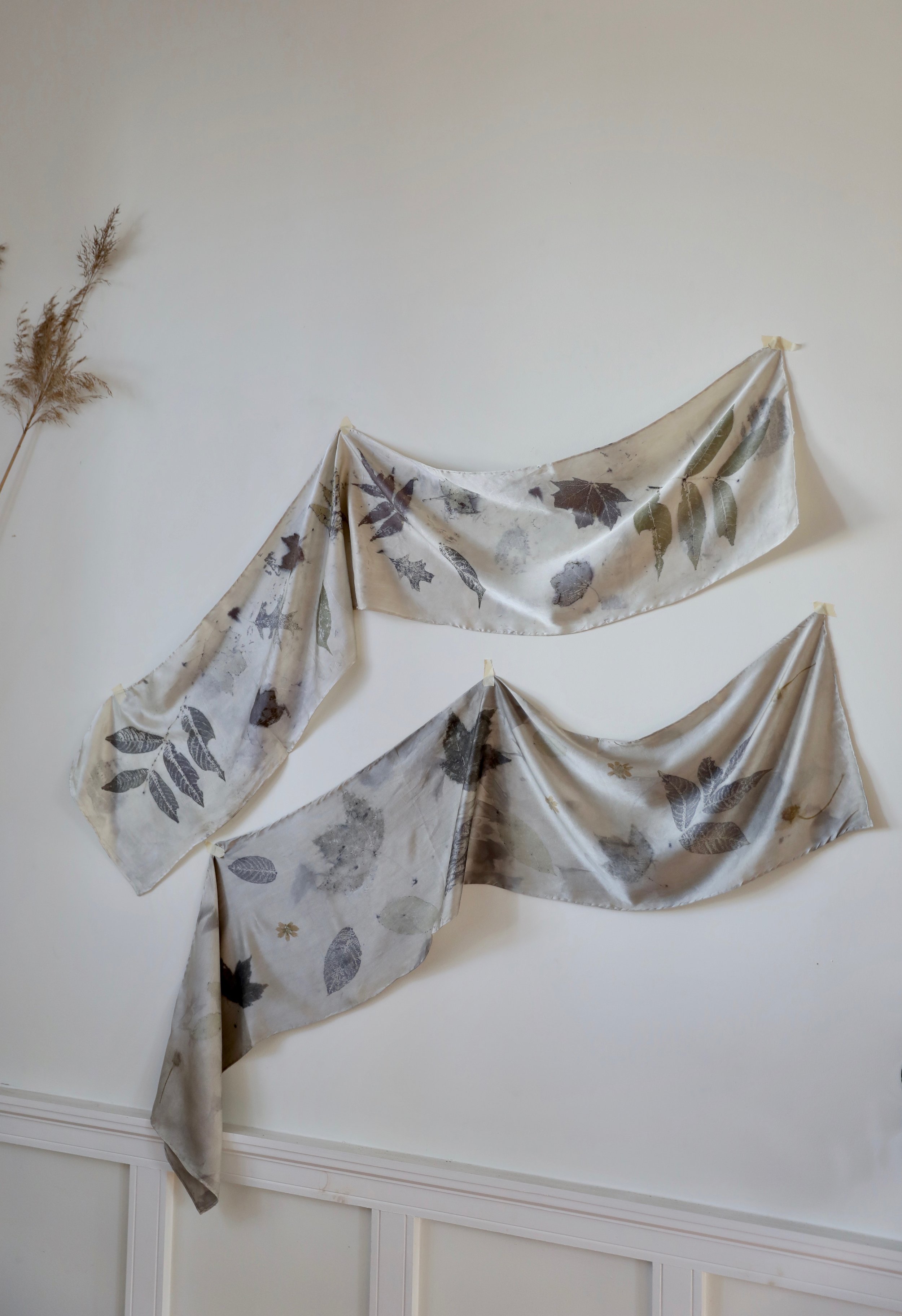 Fall Foliage Botanical Print Silk Shawl by Maggie Pate