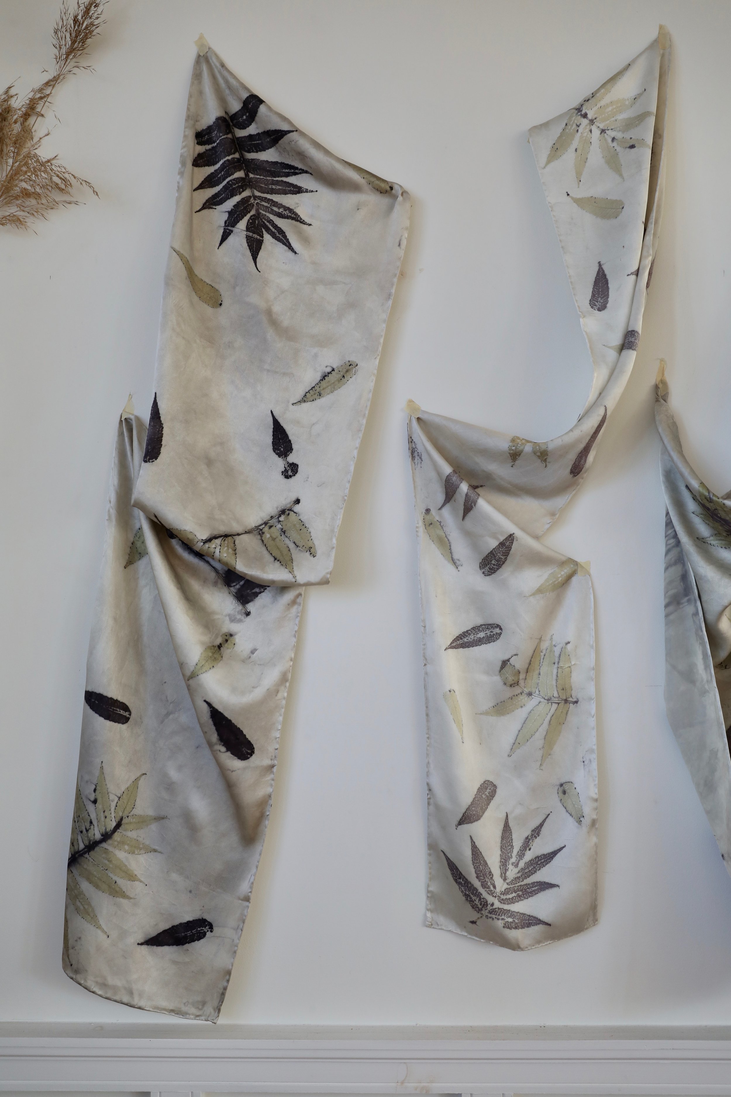 Staghorn Sumac Botanically Printed Silk Shawl by NÅDE STUDIO