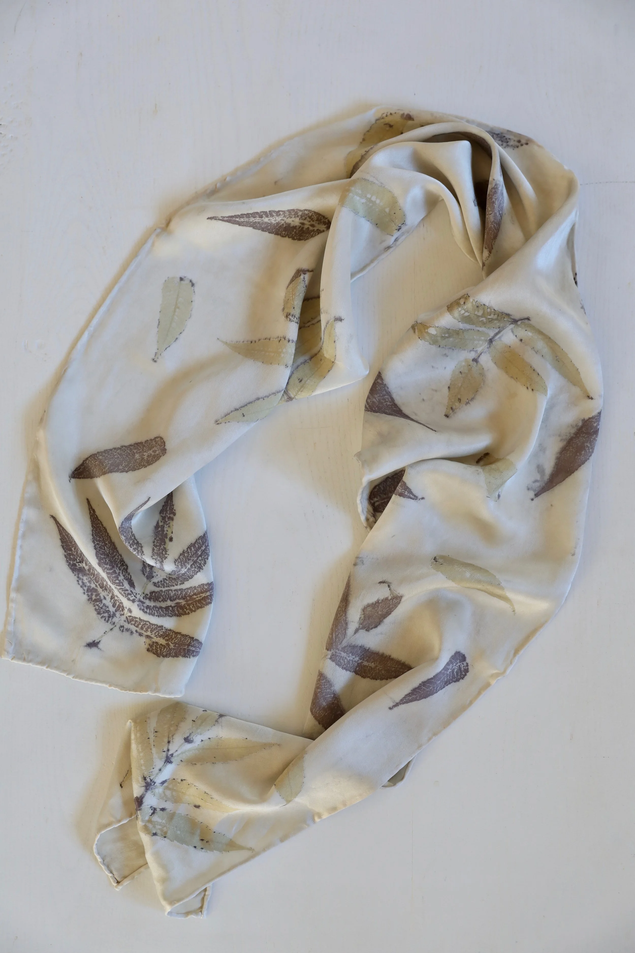 Staghorn Sumac Botanically Printed Silk Shawl by NÅDE STUDIO