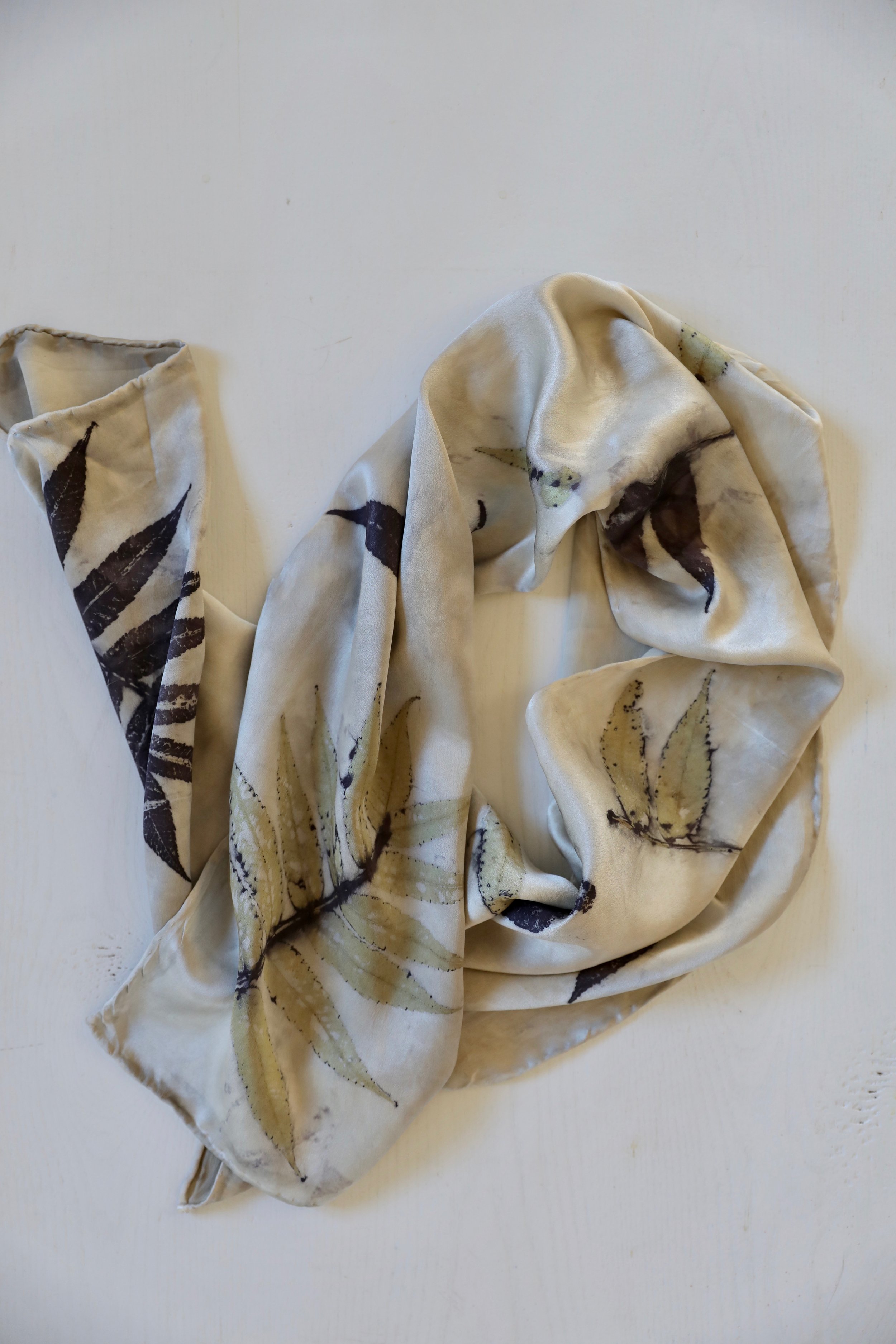 Staghorn Sumac Botanically Printed Silk Shawl by NÅDE STUDIO