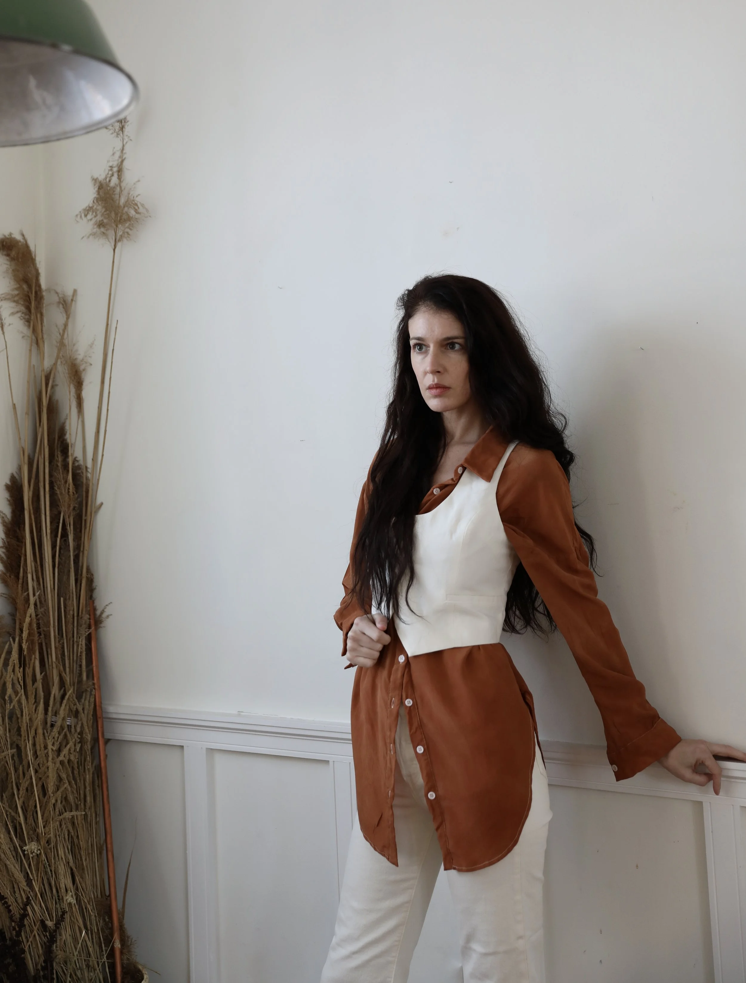 Naturally Dyed Oversized Silk Oxford by NÅDE STUDIO