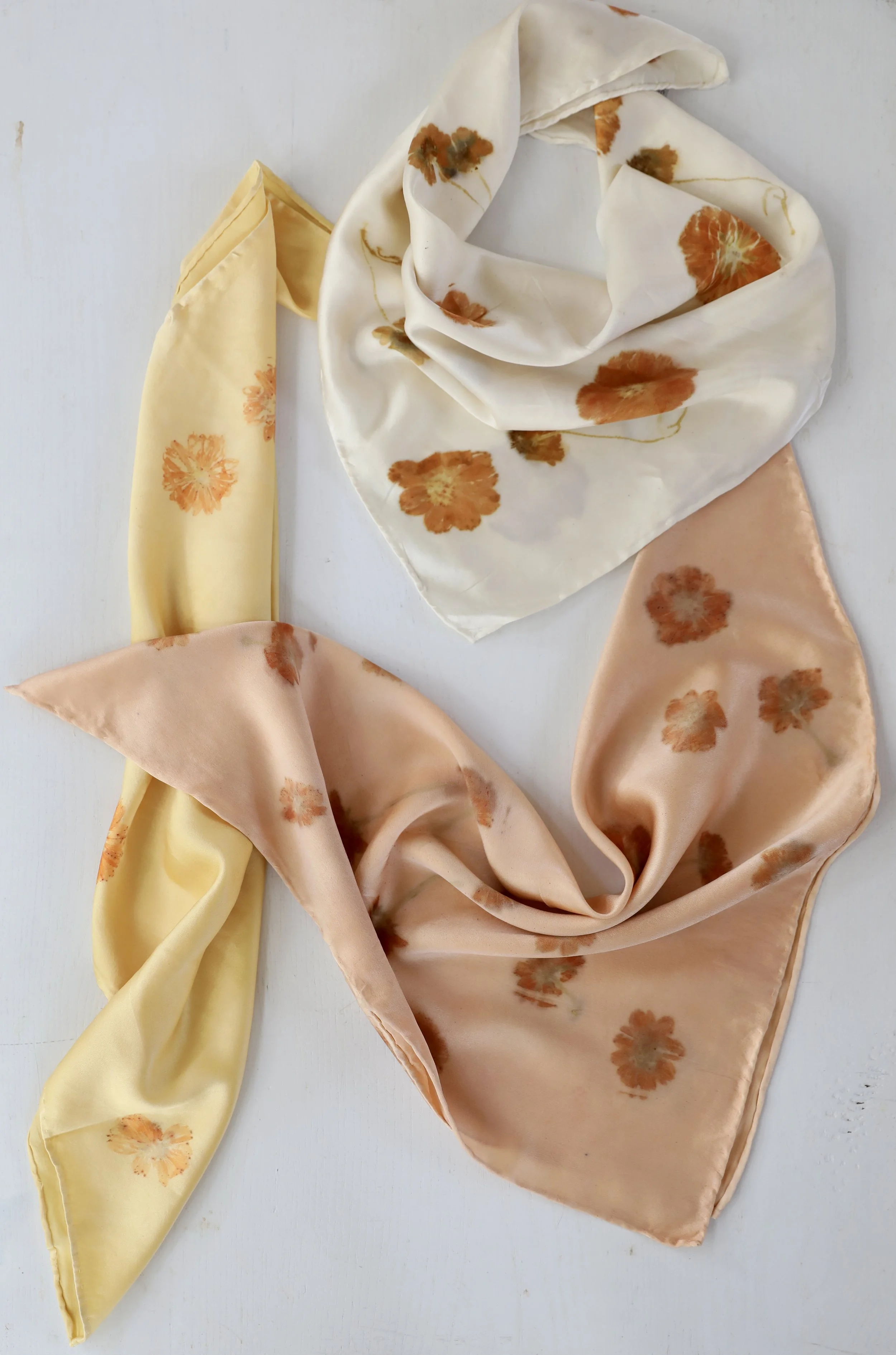 Petal Print Silk Neckscarf - Ecoprint Scarf by NÅDE STUDIO